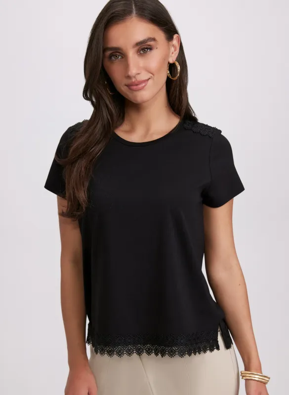 Crochet Trim T-Shirt sold by Laura