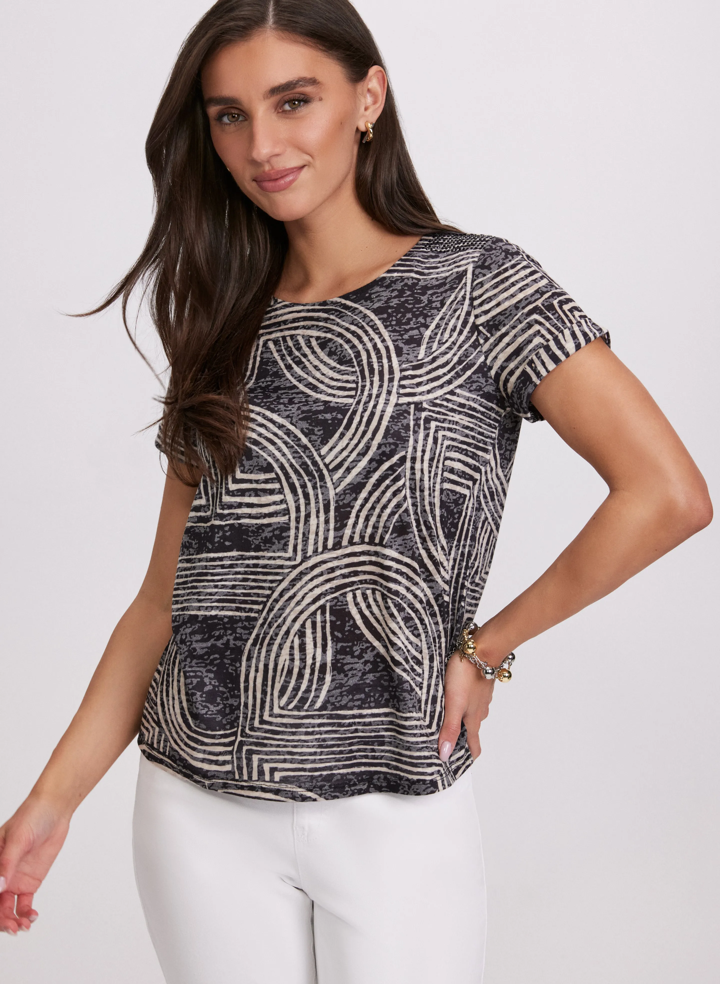 Abstract Striped Print T-Shirt sold by Laura product image thumbnail 5