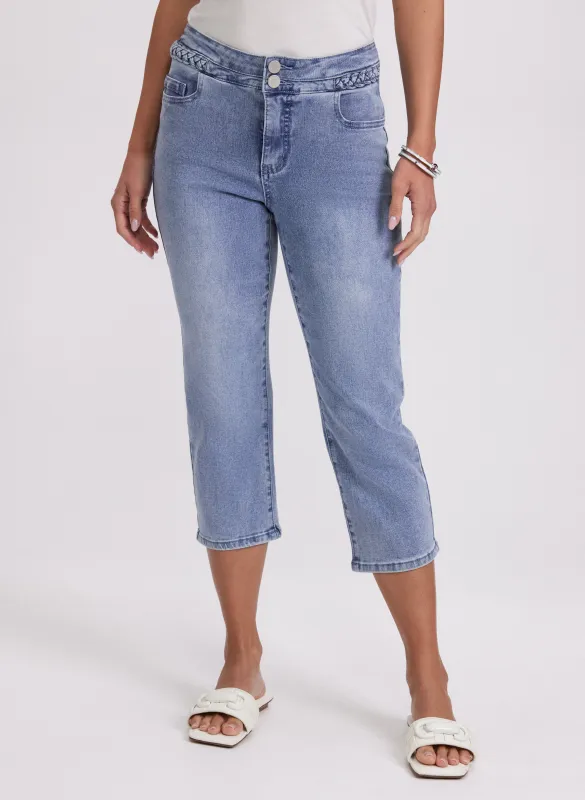 Braided Trim Denim Capris sold by Laura
