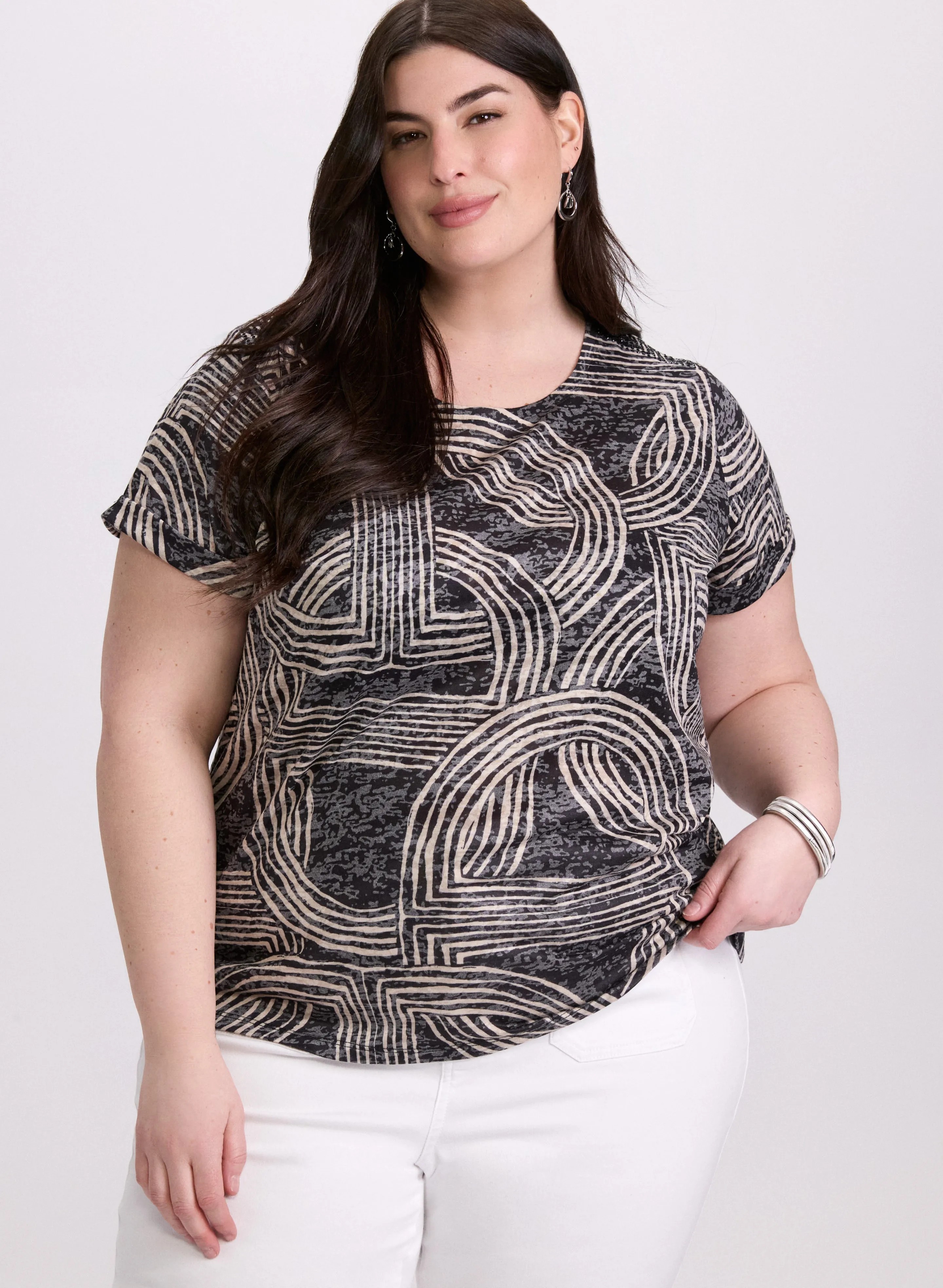 Abstract Striped Print T-Shirt sold by Laura product image thumbnail 5