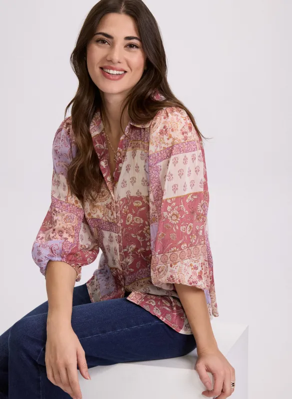 Patchwork Print Blouse sold by Laura