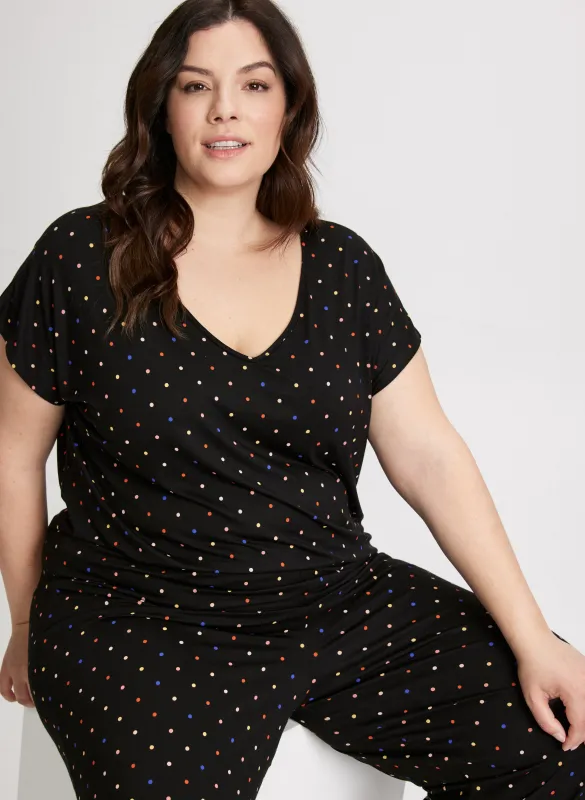 Multicoloured Polka Dot PJ Set sold by Laura