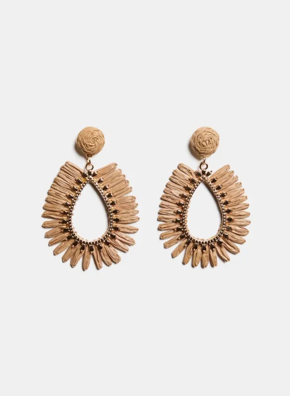 Raffia Teardrop Earrings sold by Laura