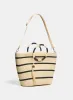 Striped Straw Tote Bag sold by Laura