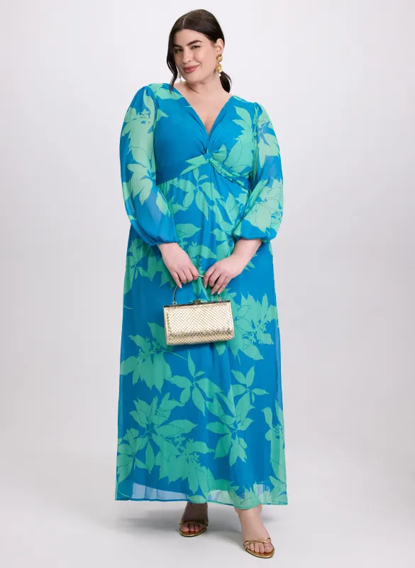 Leaf Print Twist Waist Dress sold by Laura