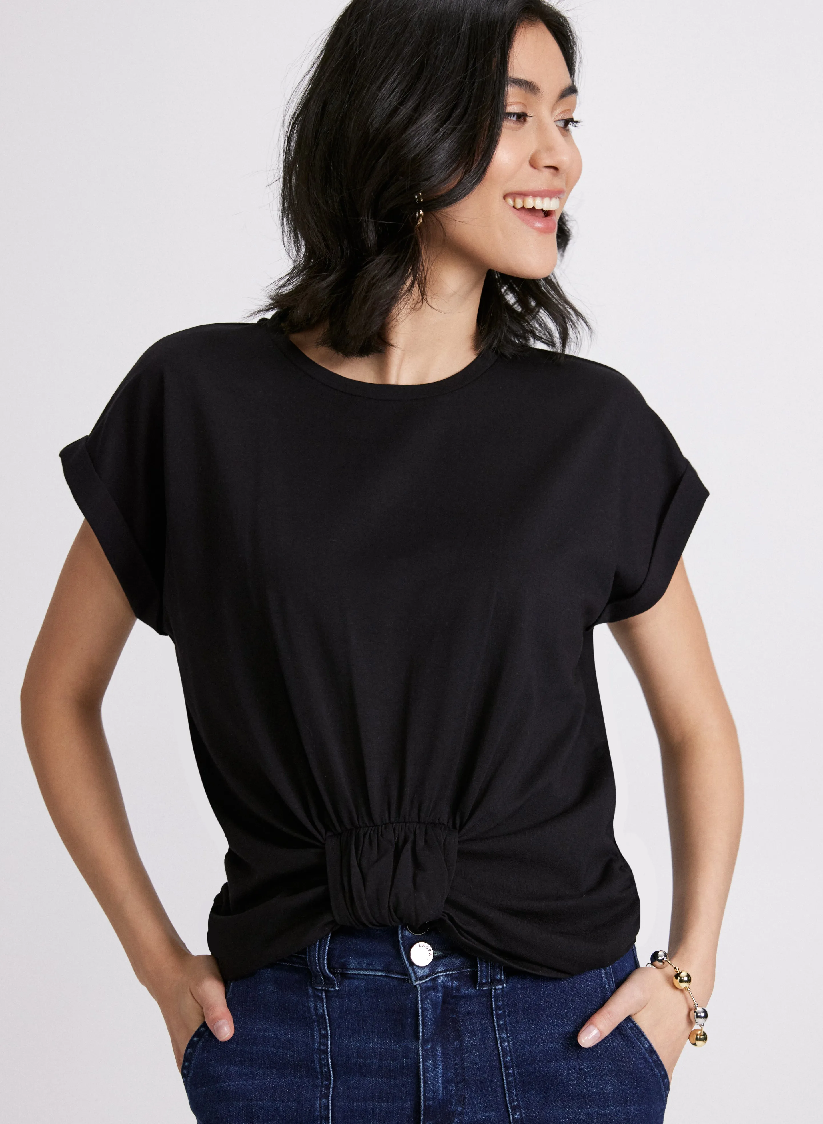 Knotted Hem T-Shirt sold by Laura