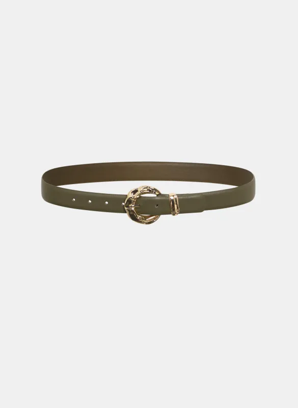 Rippled Buckle Vegan Leather Belt sold by Laura