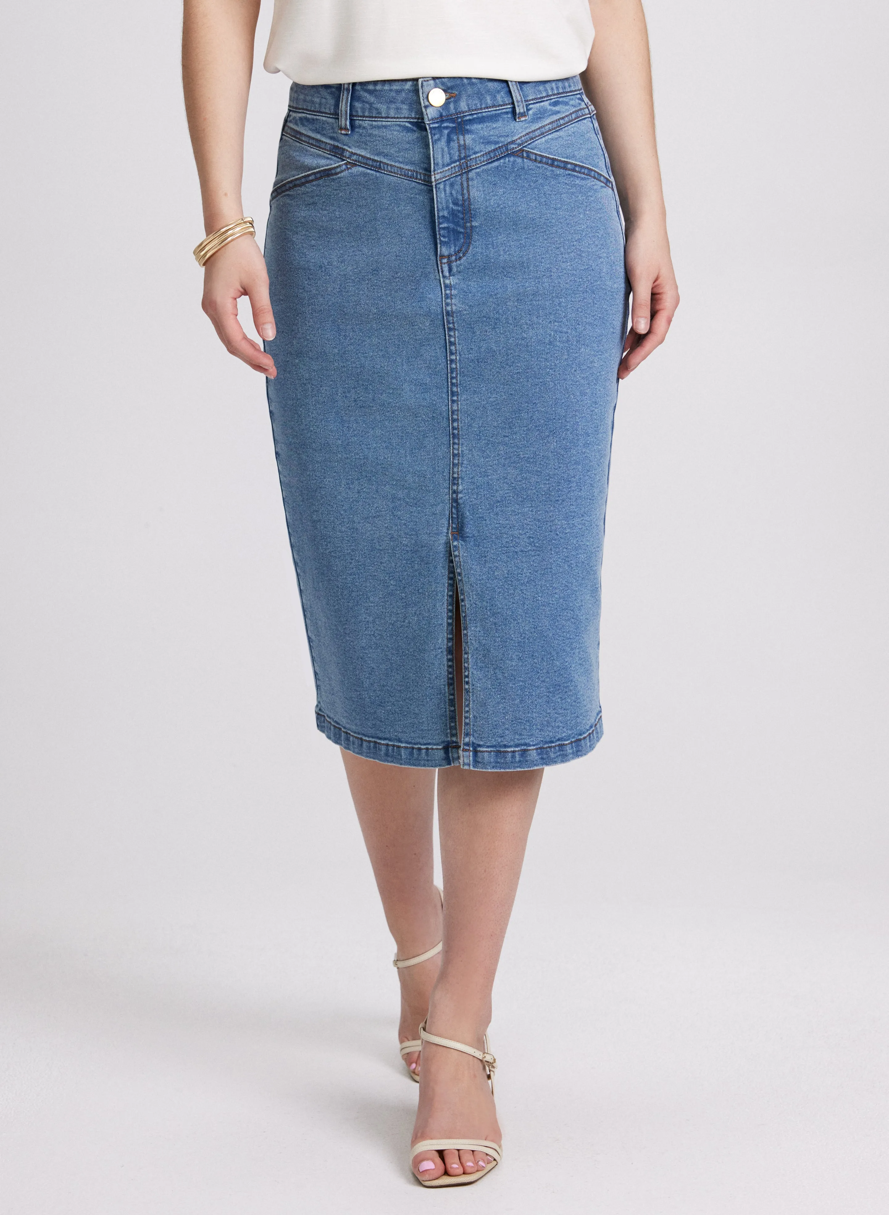 Denim Midi Skirt sold by Laura
