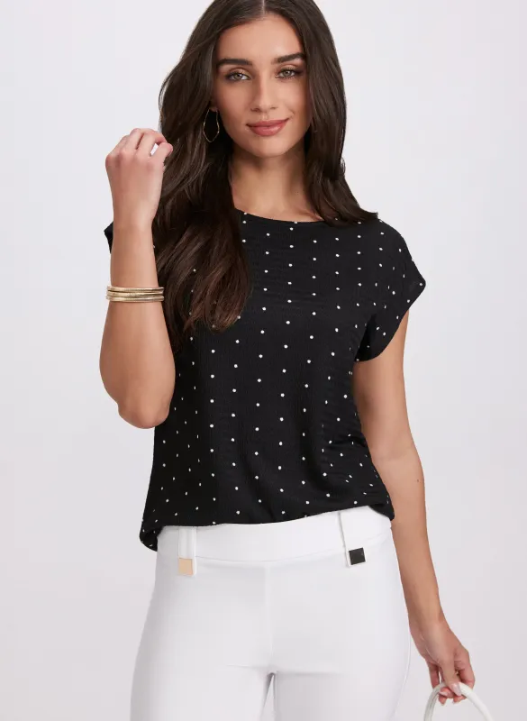 Polka Dot Bubble Knit Top sold by Laura