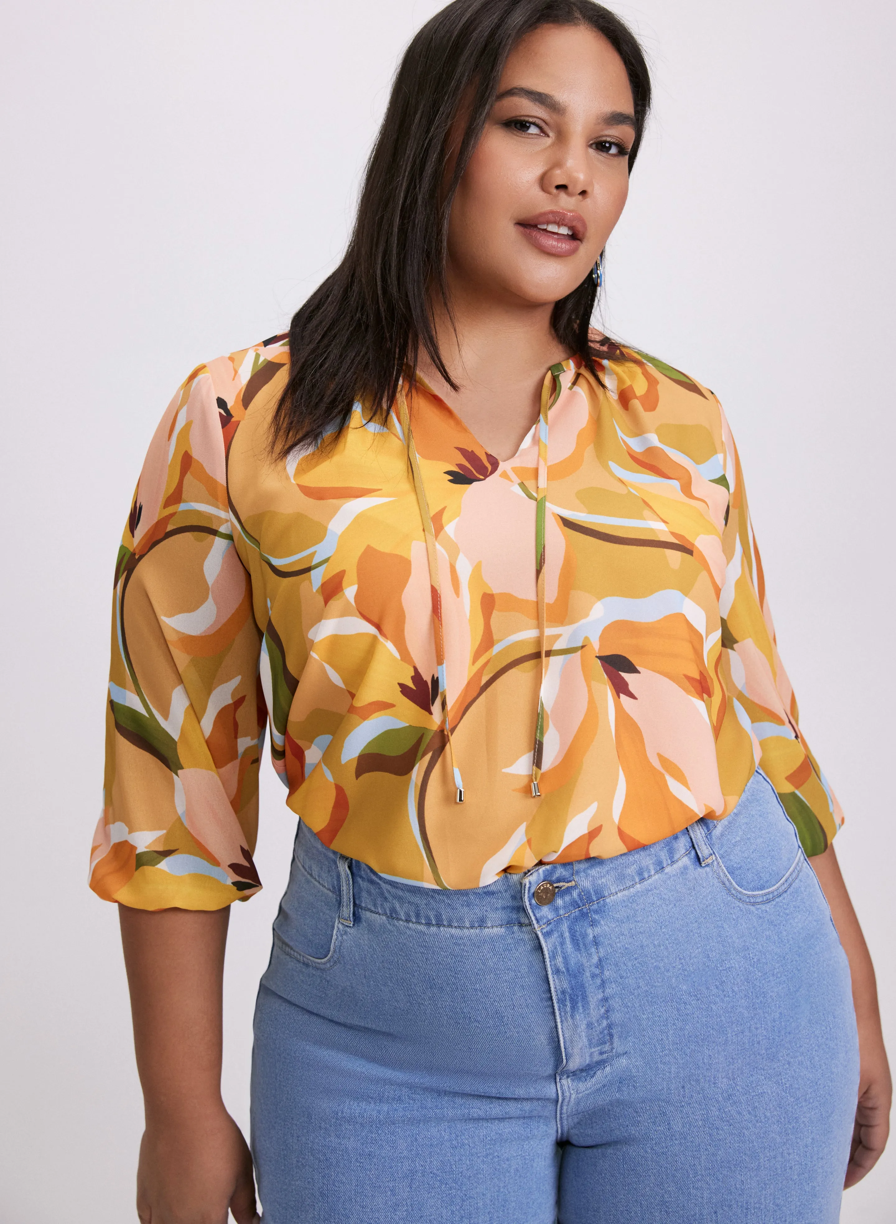 Floral Split Neck Blouse sold by Laura