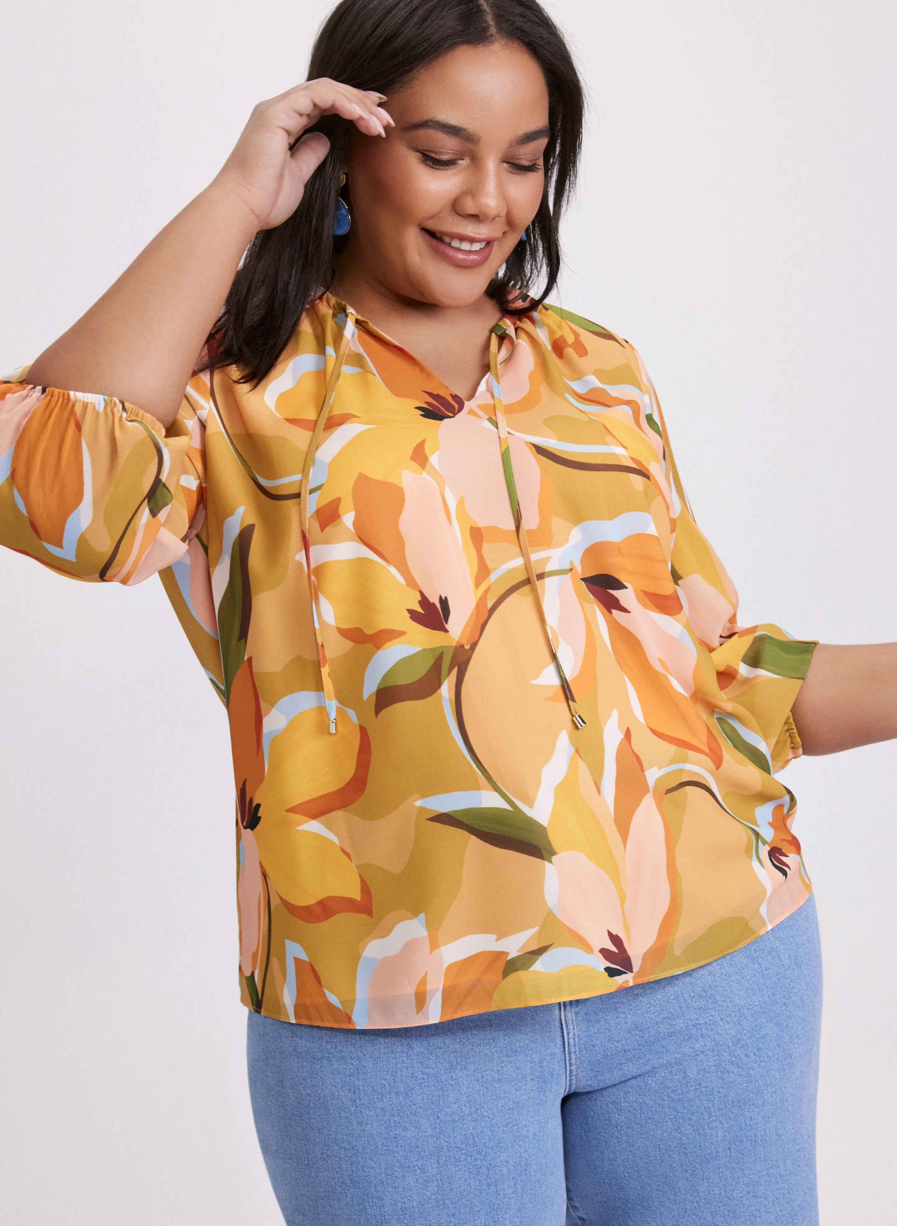 Floral Split Neck Blouse sold by Laura product image thumbnail 5