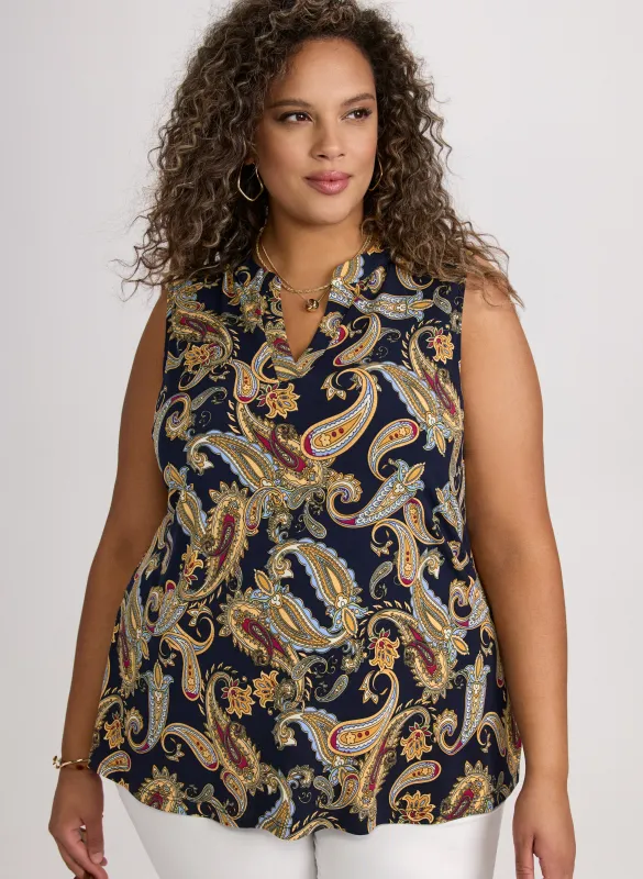 Paisley Split Neck Blouse sold by Laura