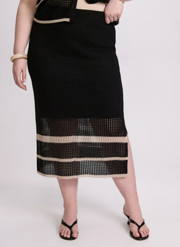 Joseph Ribkoff - Striped Open Knit Skirt made by Laura