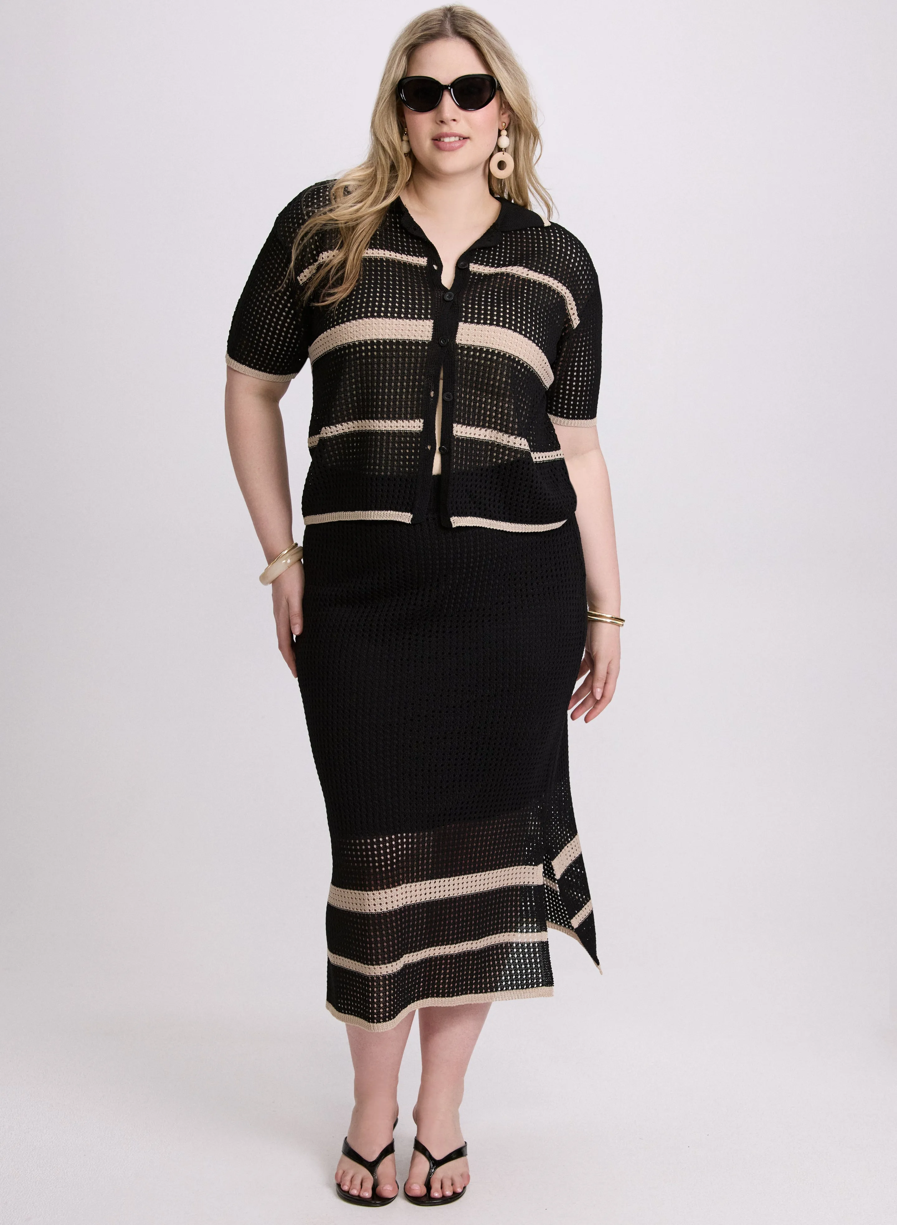 Joseph Ribkoff - Striped Open Knit Skirt sold by Laura product image thumbnail 4
