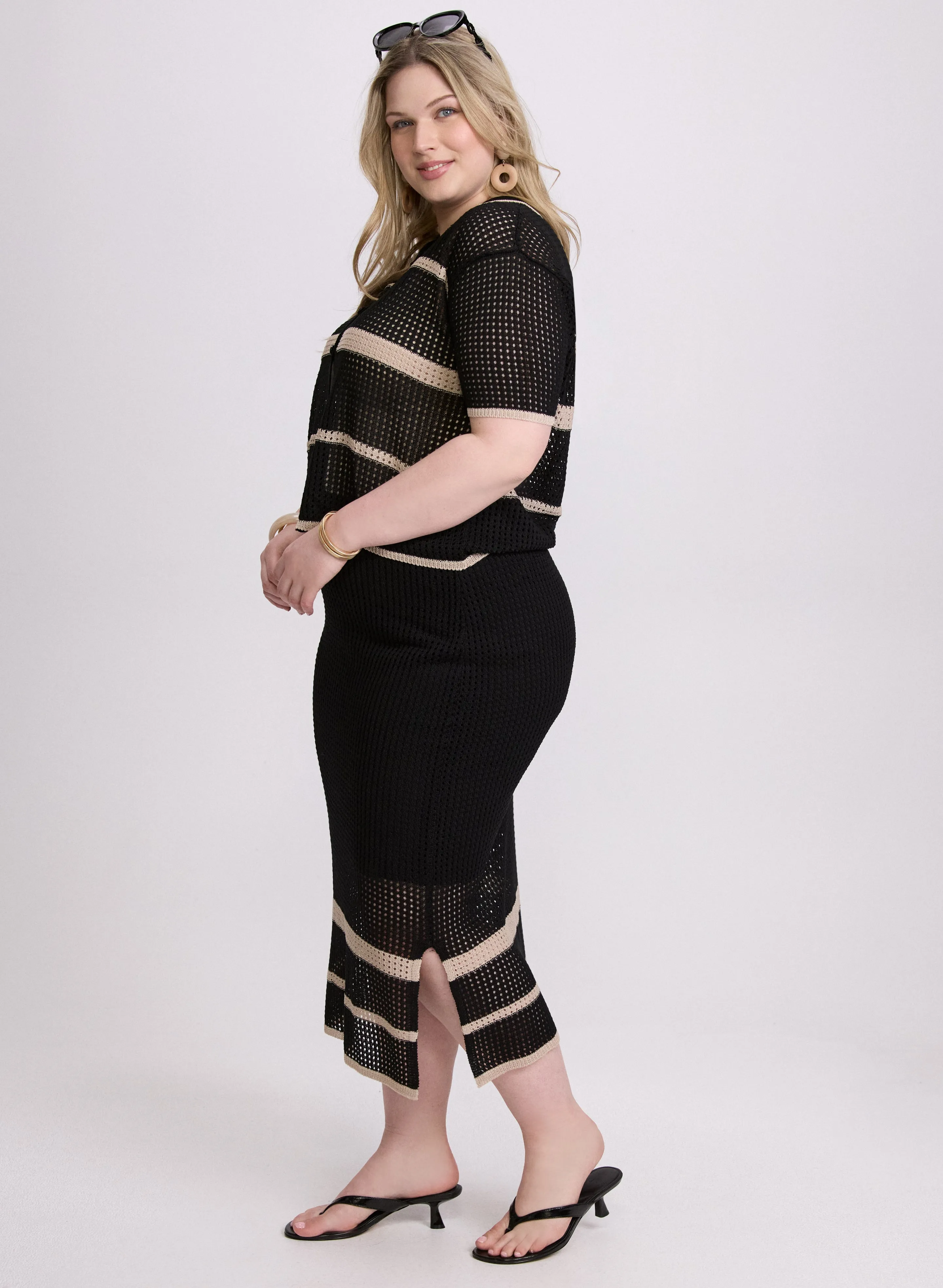 Joseph Ribkoff - Striped Open Knit Skirt sold by Laura product image thumbnail 2