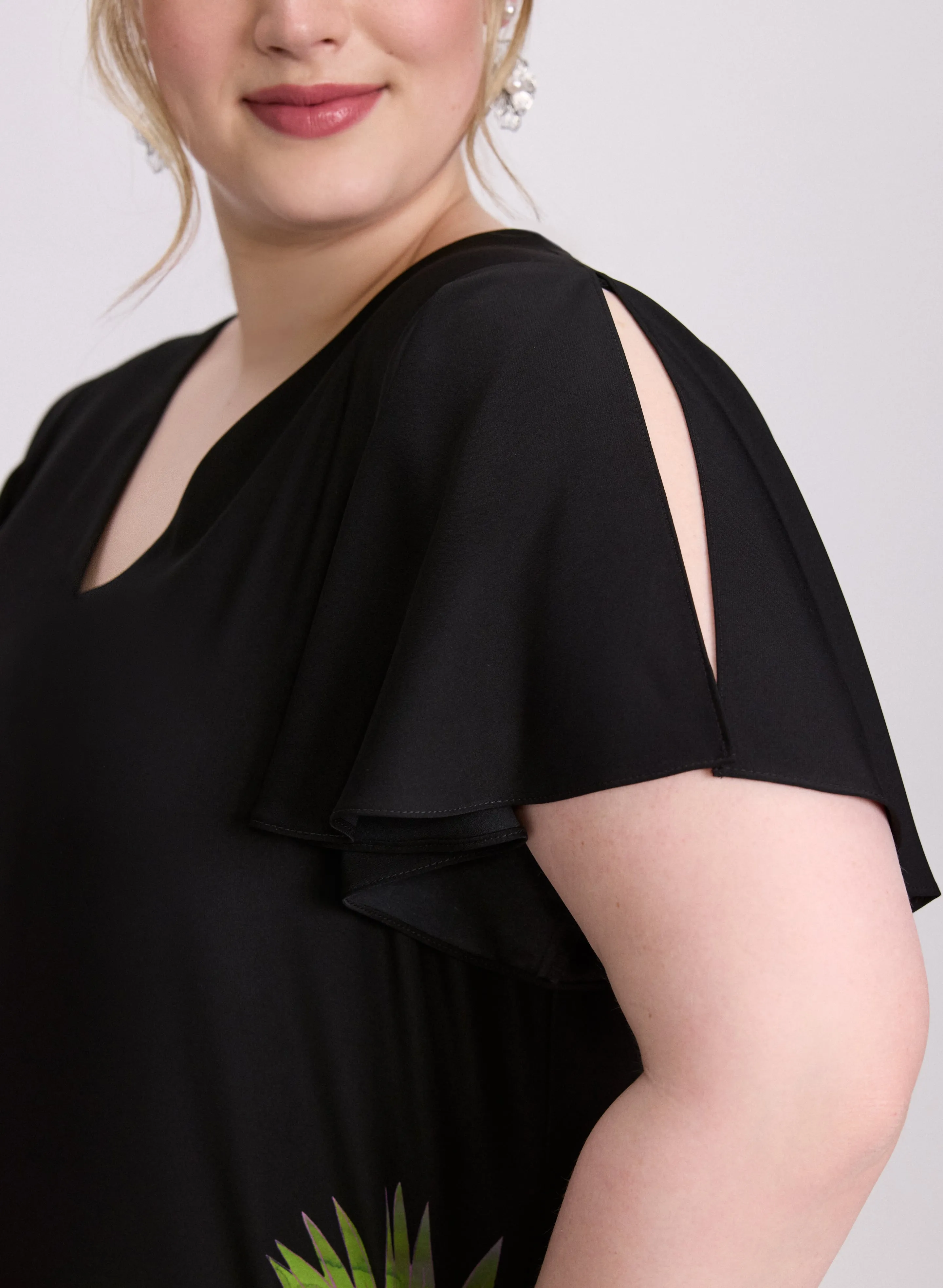 Joseph Ribkoff - Tropical Flutter Sleeve Dress sold by Laura product image thumbnail 5