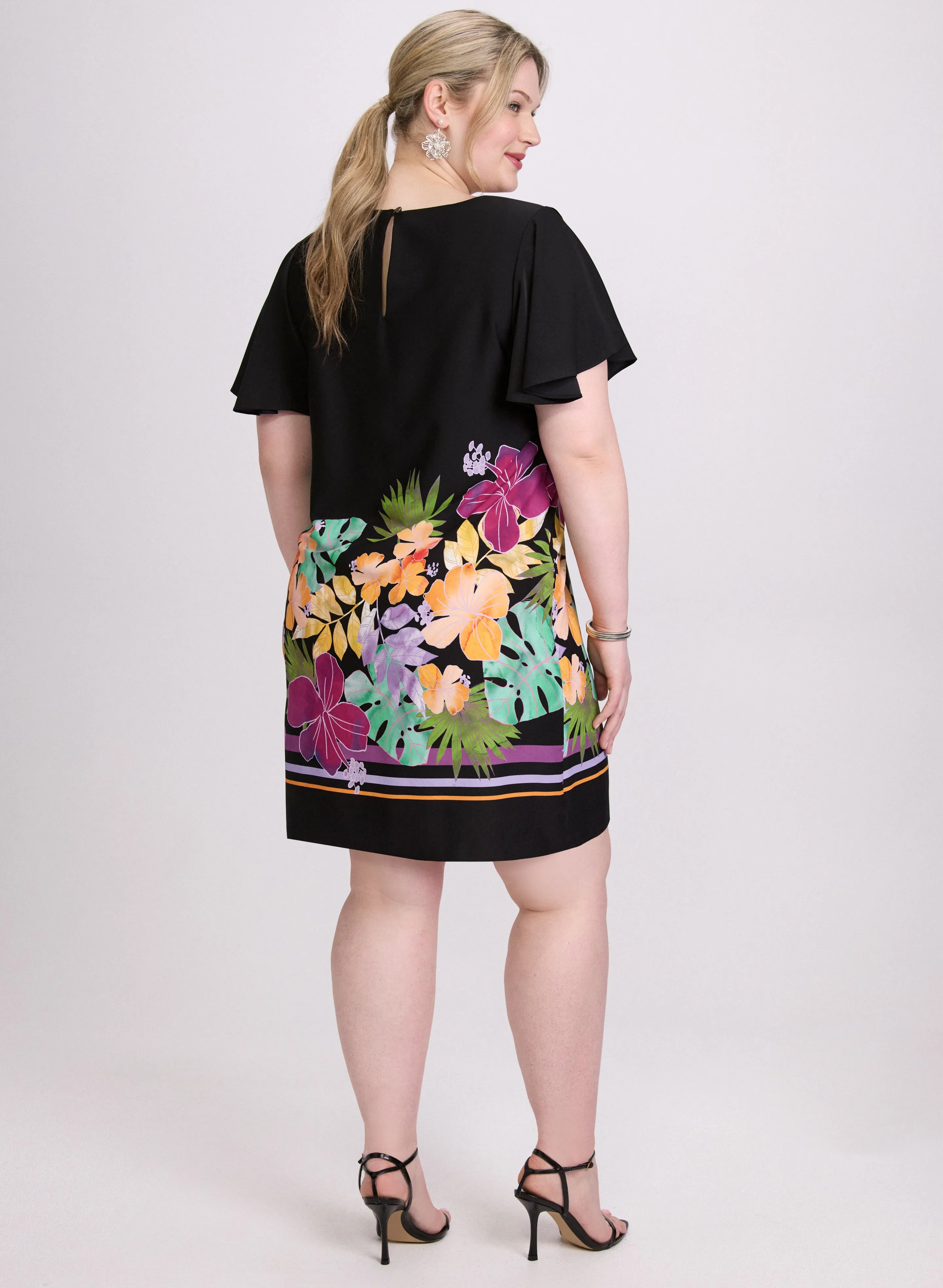 Joseph Ribkoff - Tropical Flutter Sleeve Dress sold by Laura product image thumbnail 3