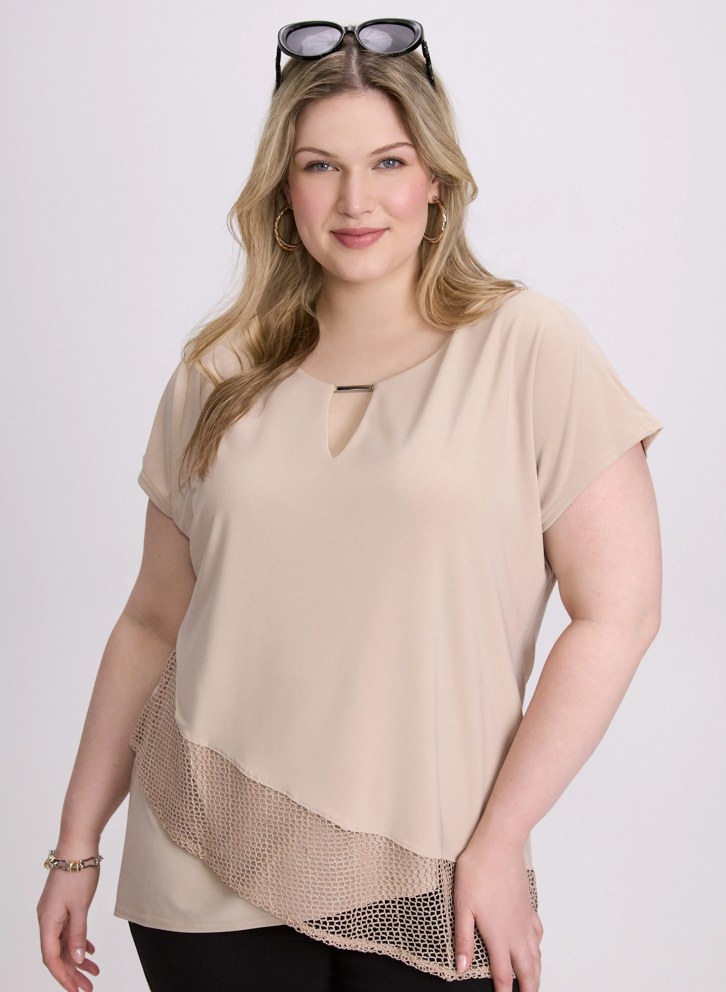 Joseph Ribkoff - Mesh Trim Tunic sold by Laura