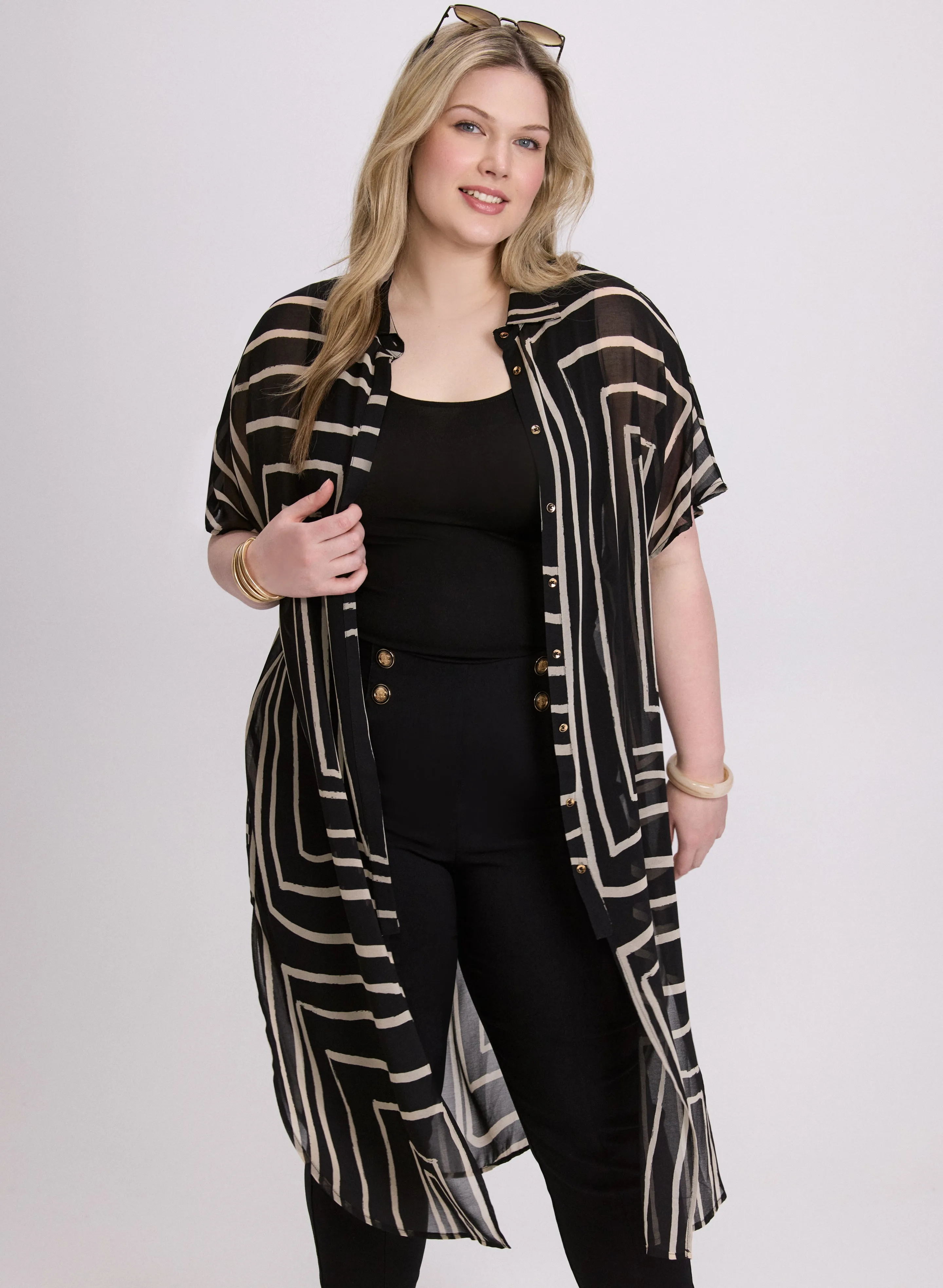 Joseph Ribkoff - Geometric Button-Down Tunic sold by Laura