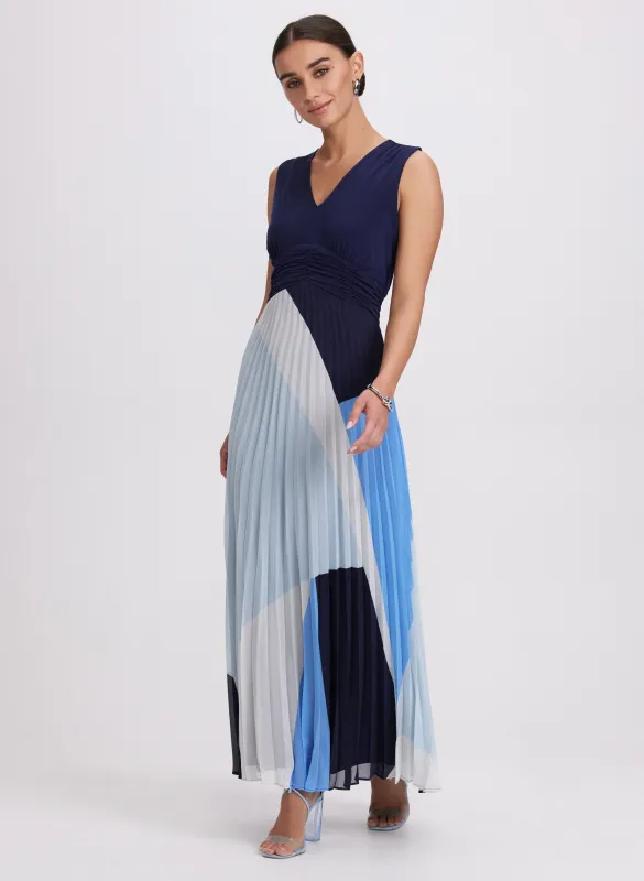 Pleated Geometric Print Dress sold by Laura