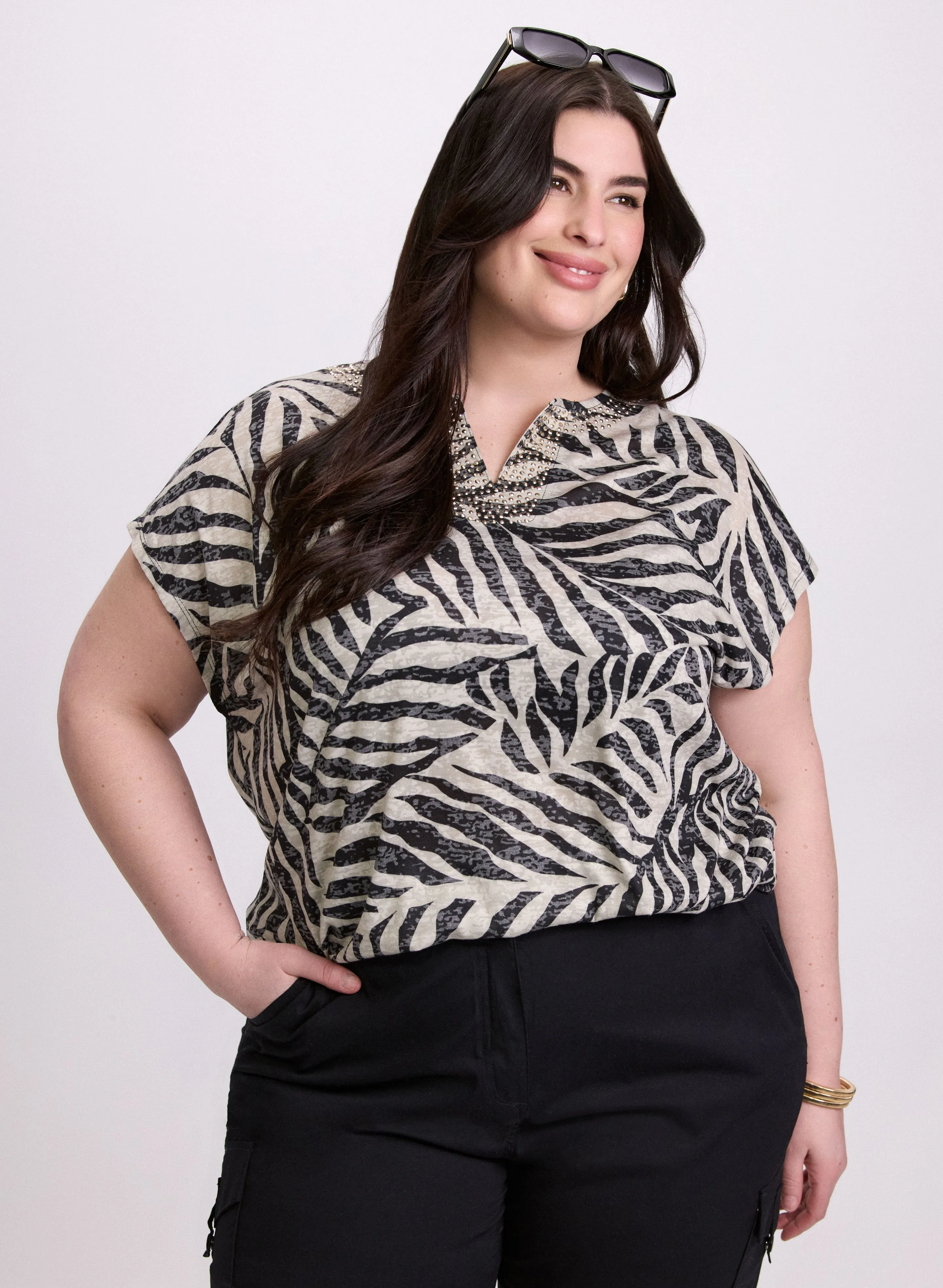 Embellished Palm Print T-Shirt sold by Laura