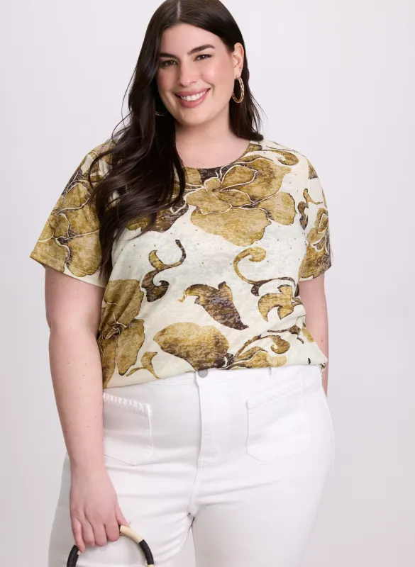 Floral Rhinestone T-Shirt sold by Laura