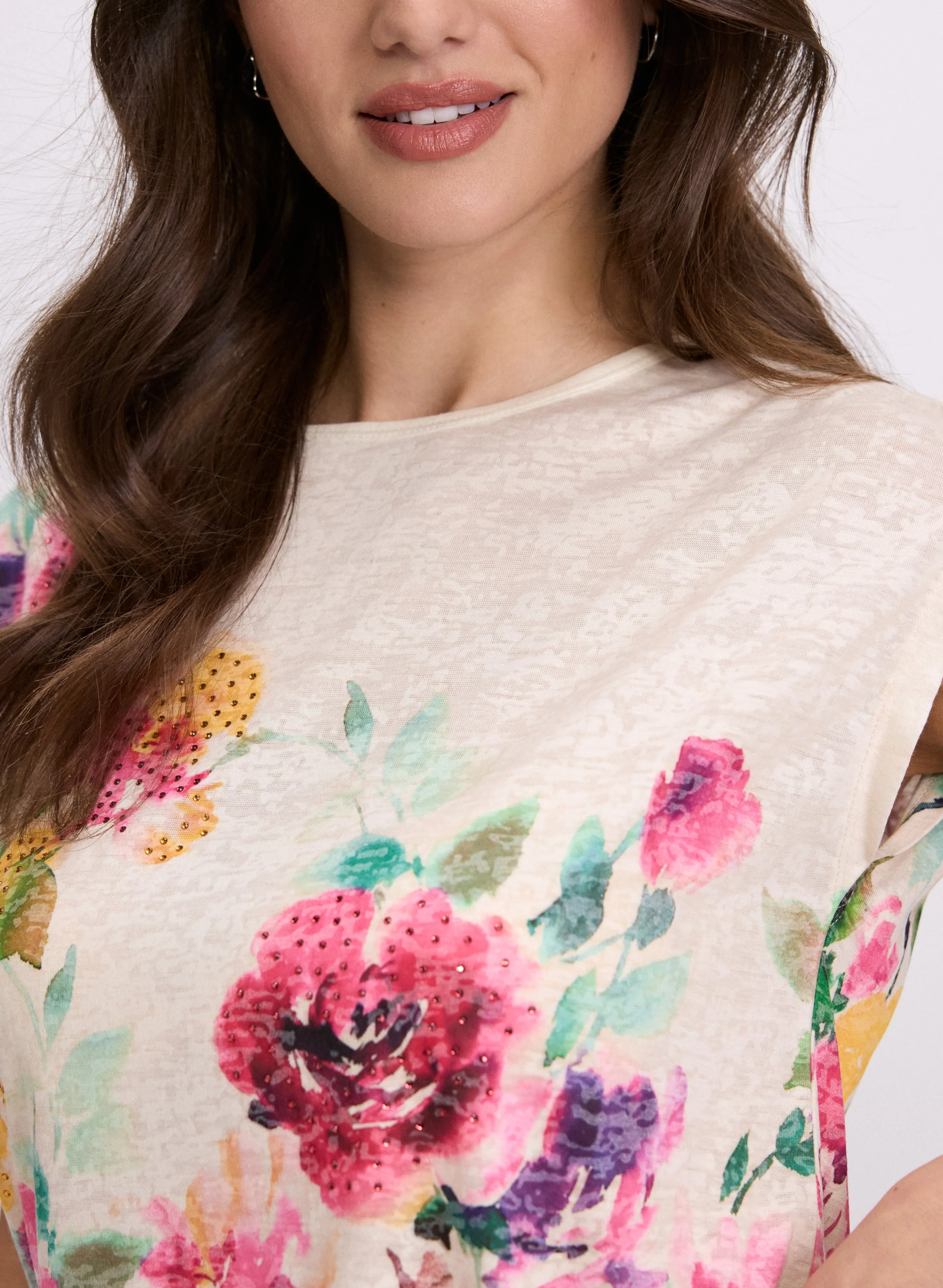 Floral Placement Print T-Shirt sold by Laura product image thumbnail 4