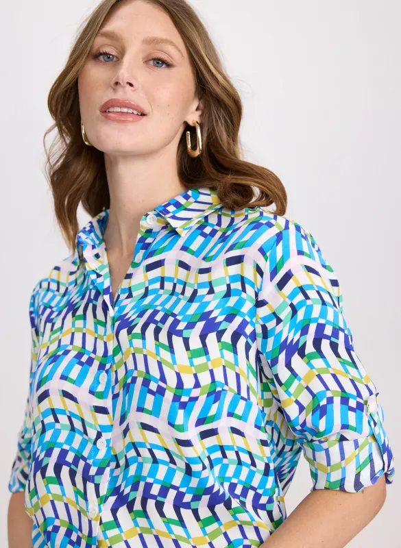 Geometric Button-Down Blouse sold by Laura