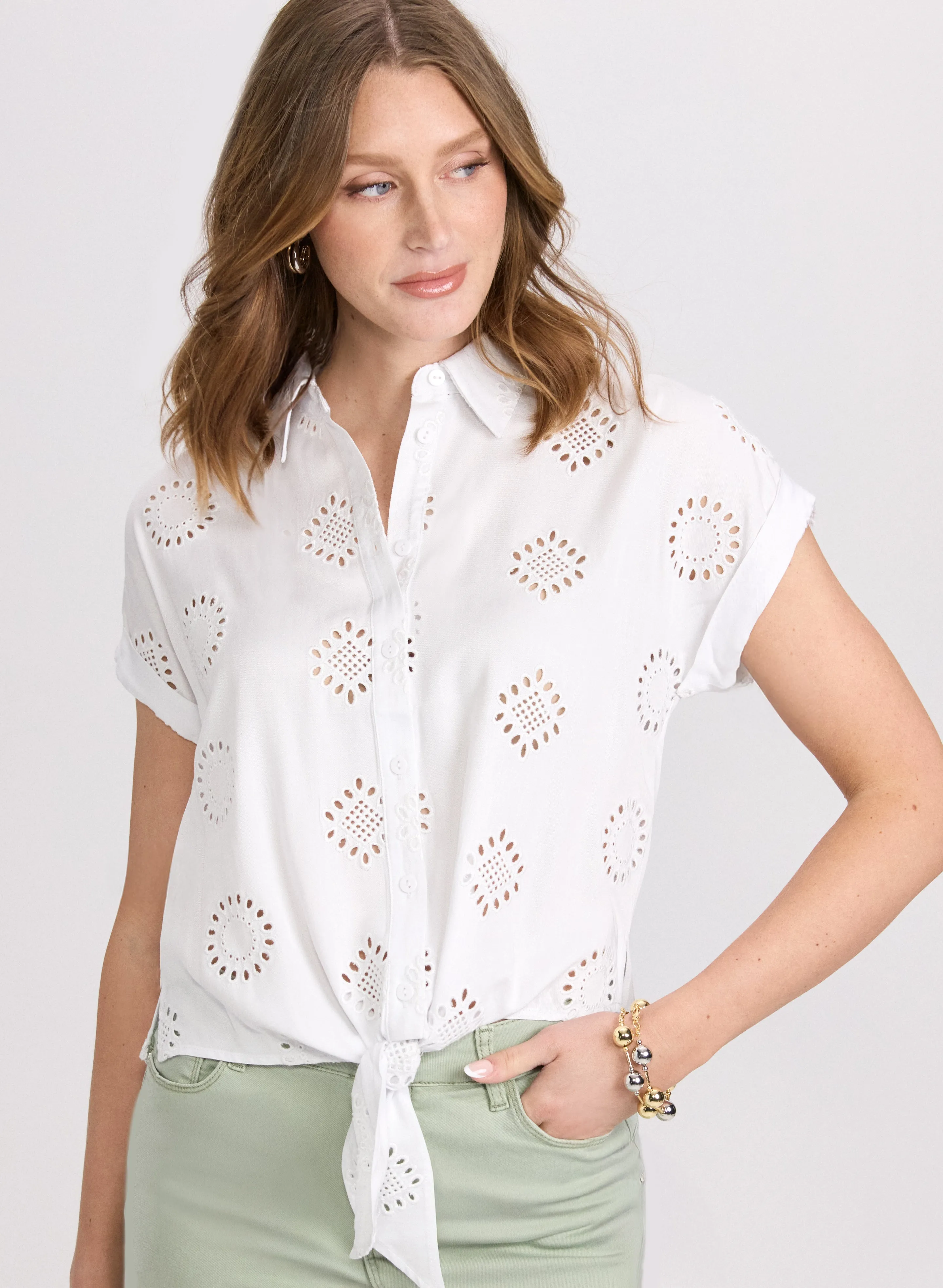 Embroidered Button-Down Blouse sold by Laura