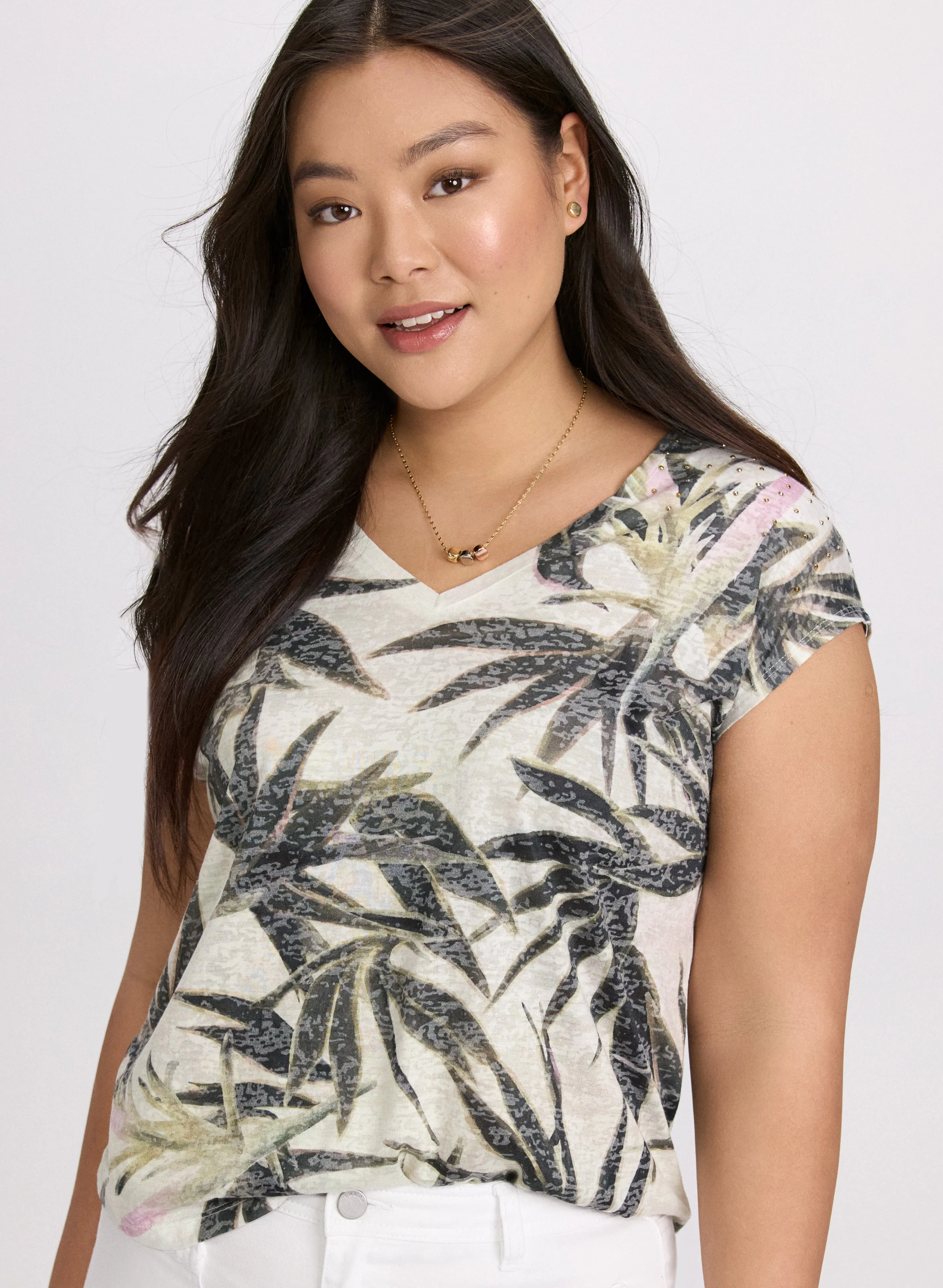 Embellished Palm Print T-Shirt sold by Laura