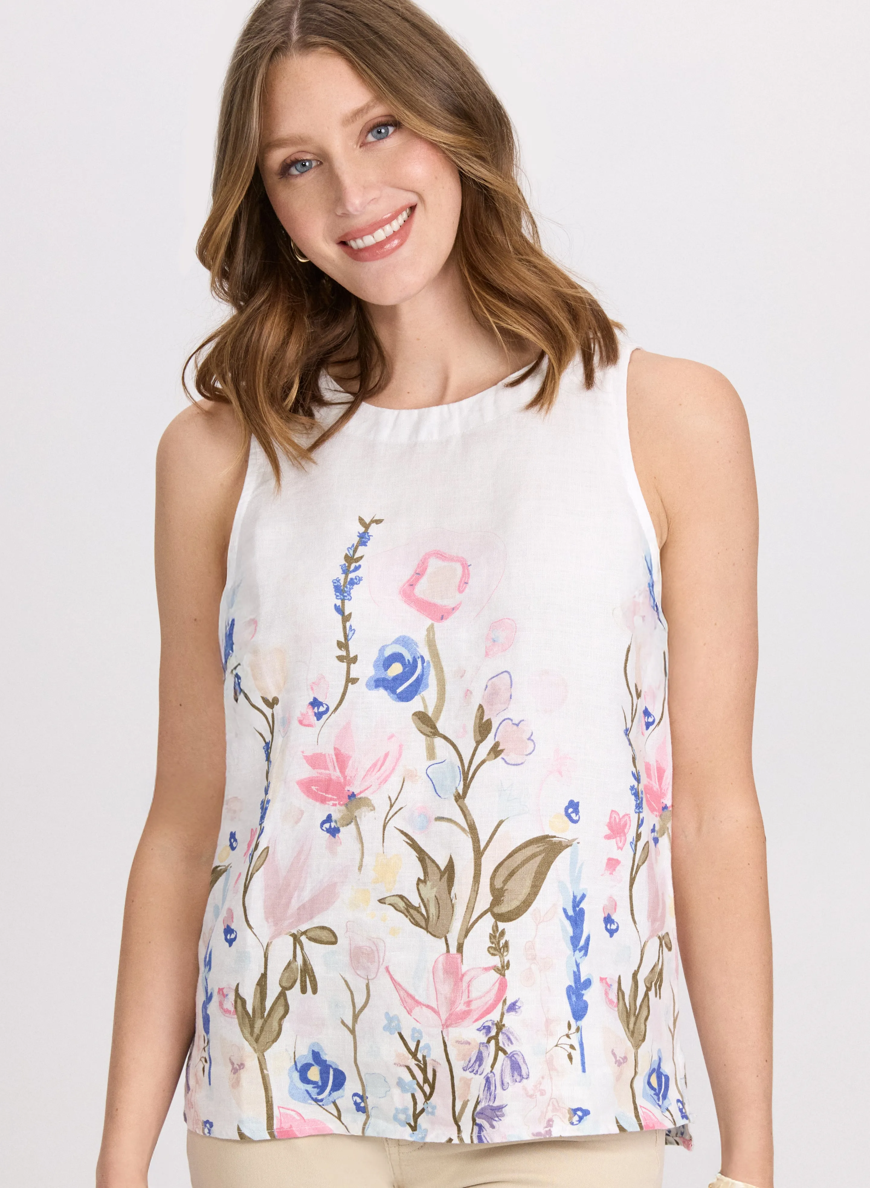 Sleeveless Floral Linen Blouse sold by Laura