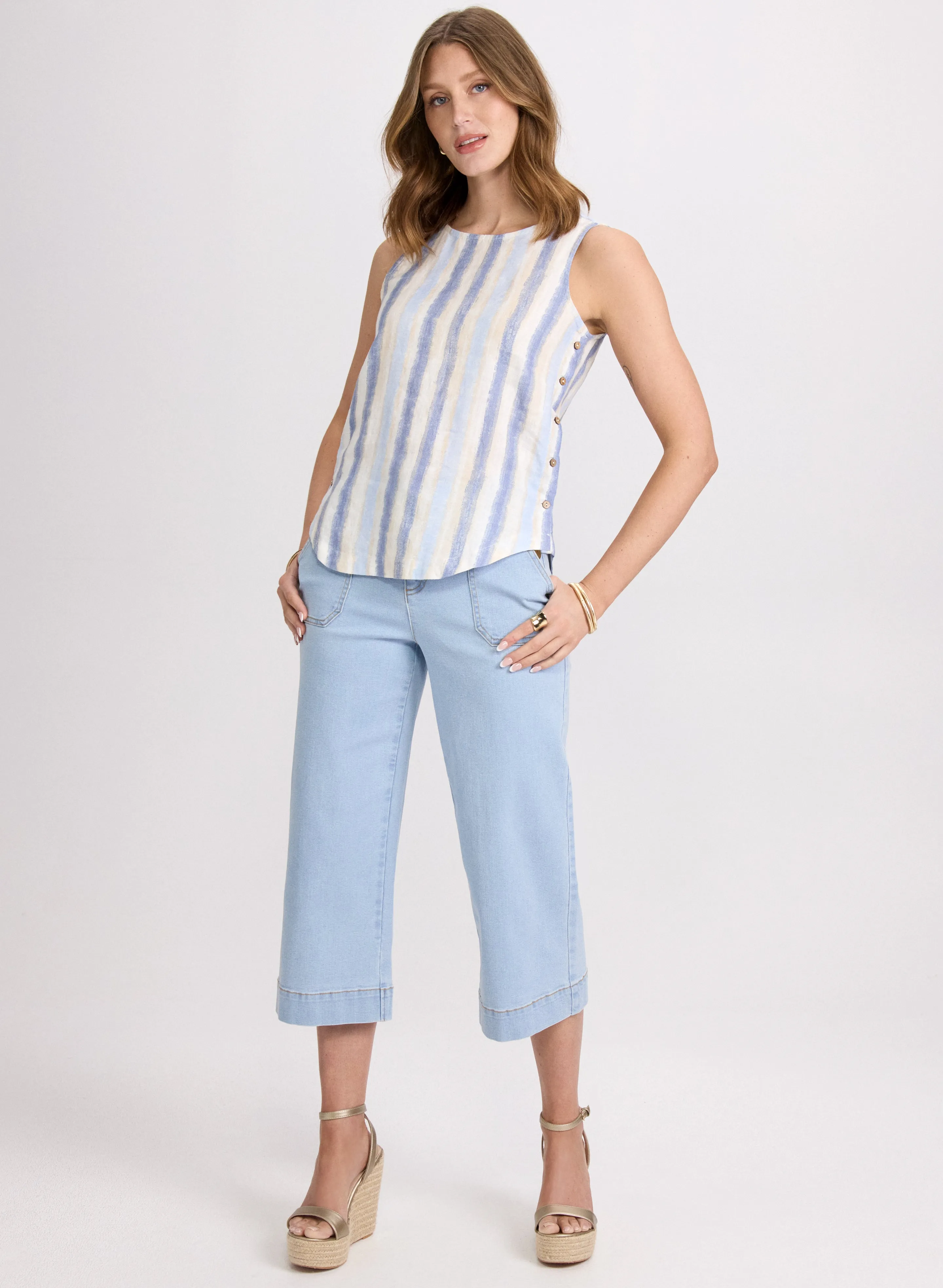 Sleeveless Striped Linen Blouse sold by Laura product image thumbnail 4