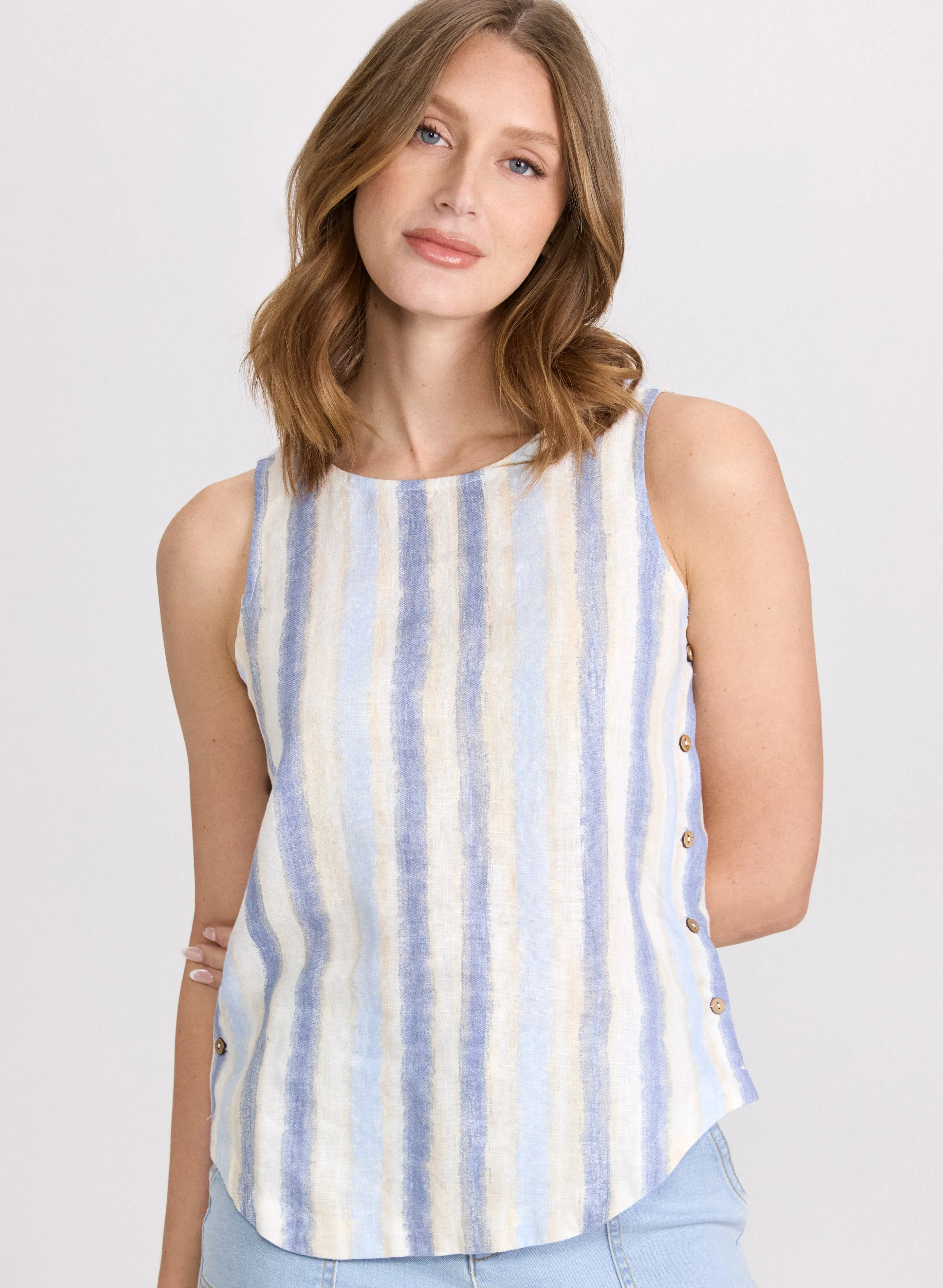 Sleeveless Striped Linen Blouse sold by Laura product image thumbnail 2