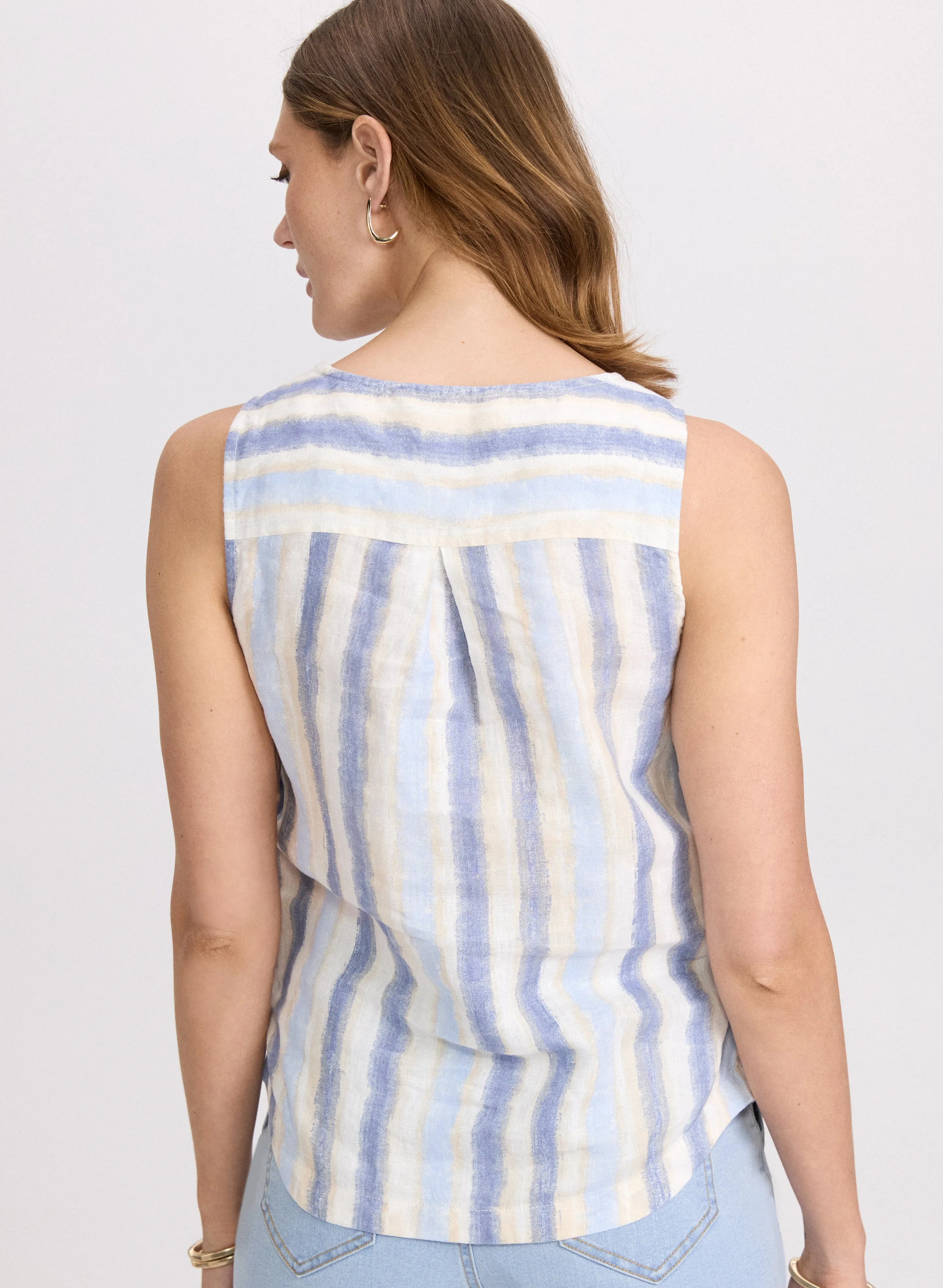 Sleeveless Striped Linen Blouse sold by Laura product image thumbnail 3