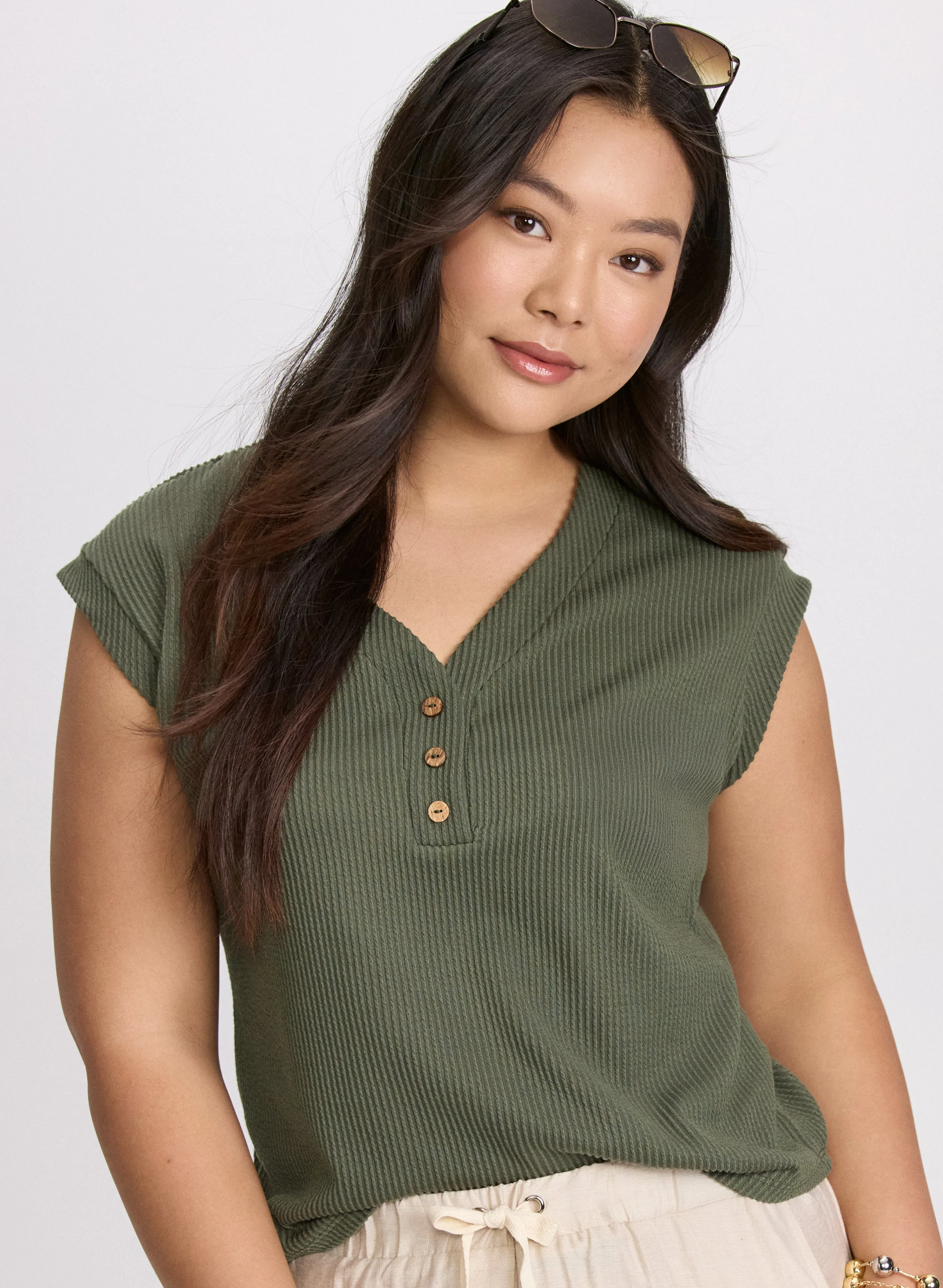 Knit Cap Sleeve Top sold by Laura