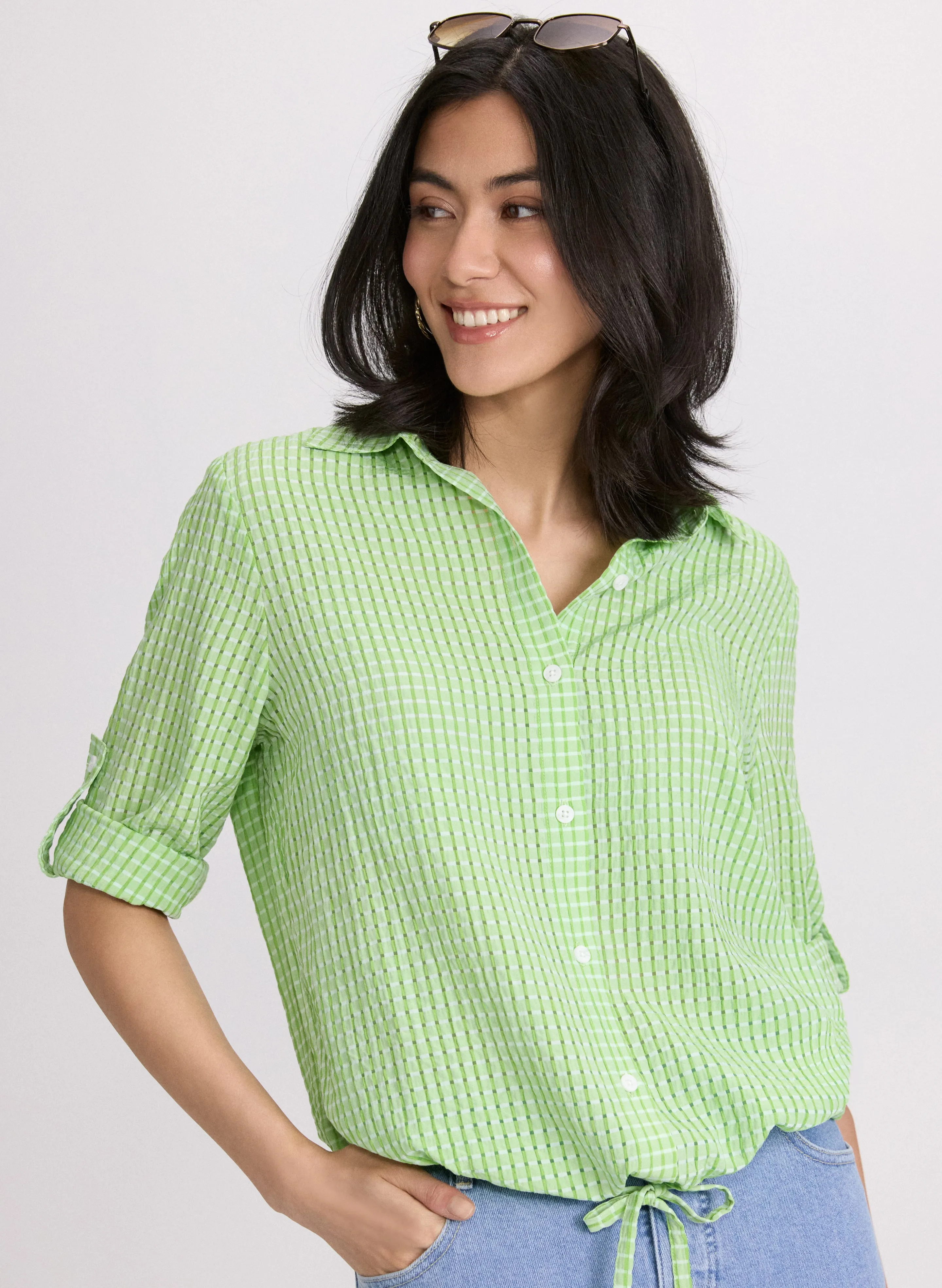 Textured Button-Down Blouse sold by Laura