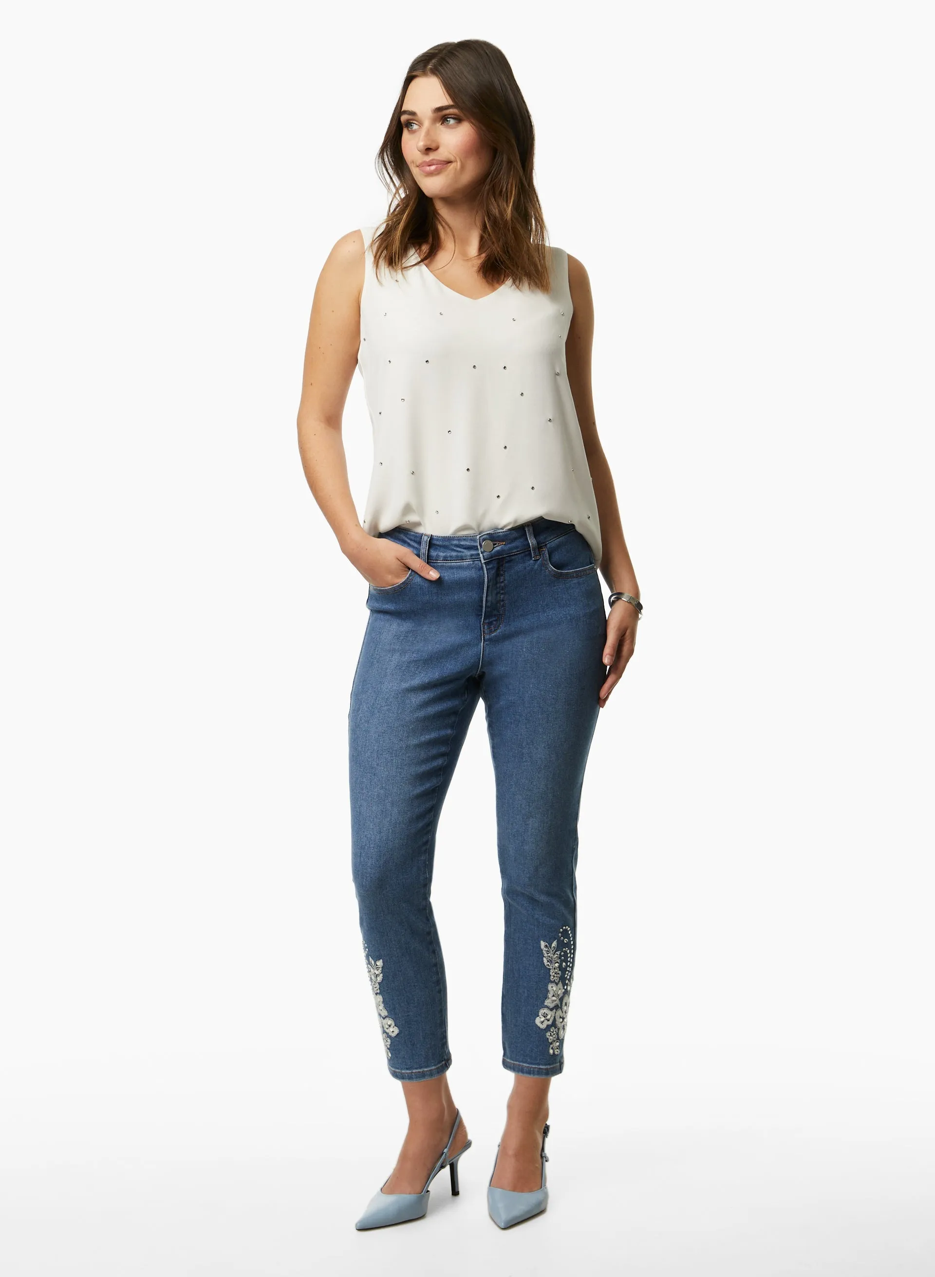 Embroidered Slim Leg Jeans sold by Laura product image thumbnail 3