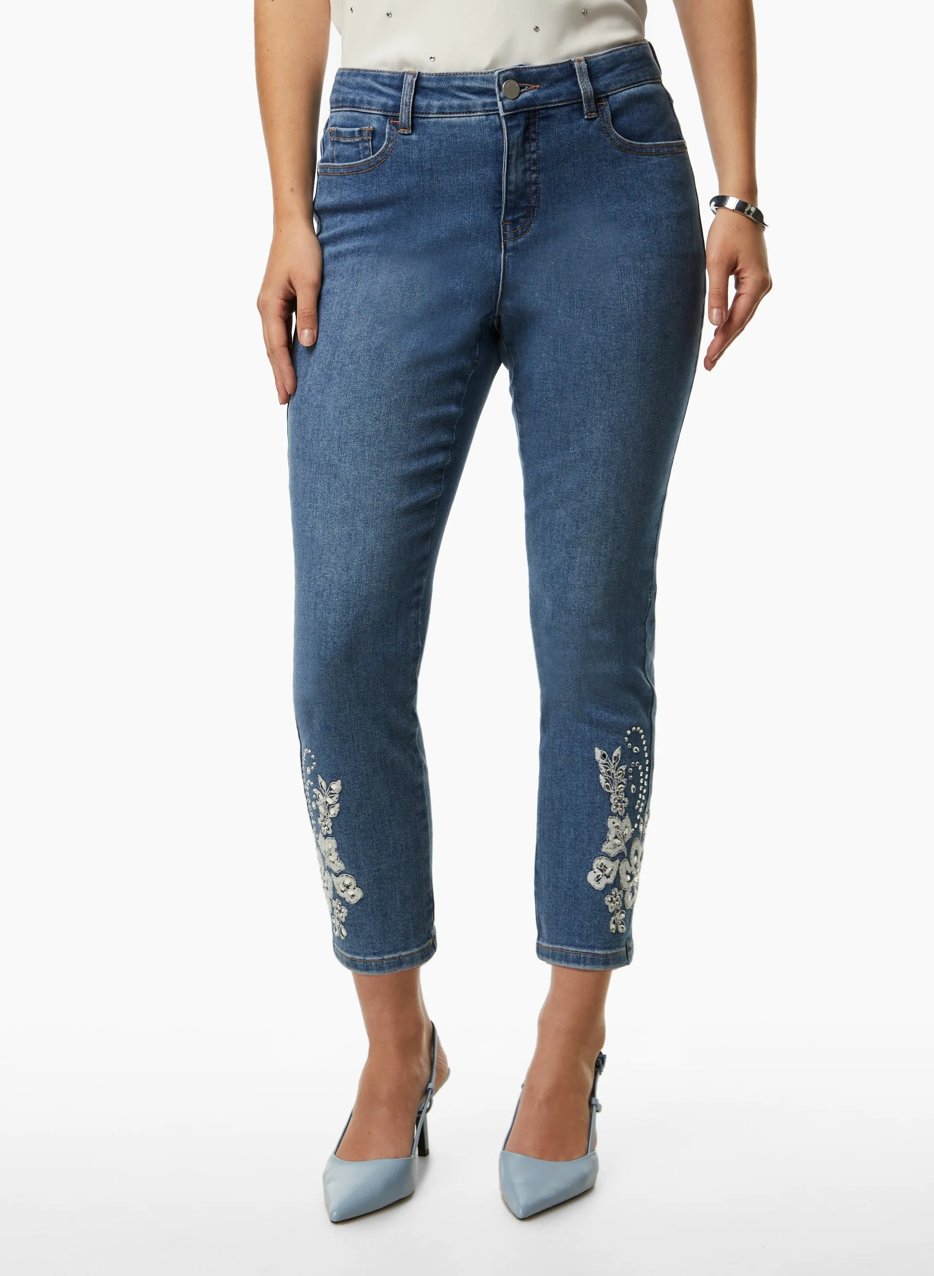 Embroidered Slim Leg Jeans sold by Laura