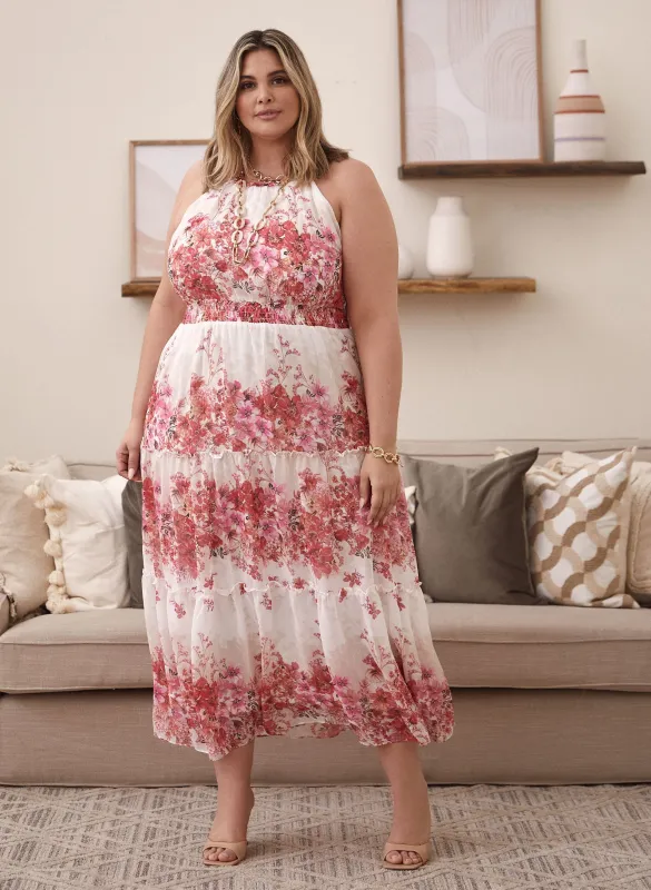 Floral Smocked Chiffon Maxi Dress sold by Laura
