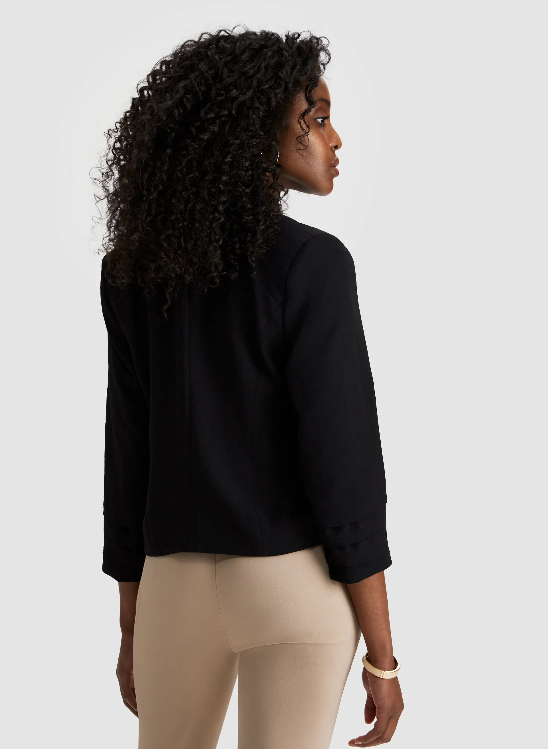 Pleated Sleeve Open Front Jacket sold by Laura product image thumbnail 2