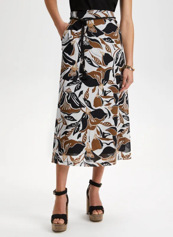 Leaf Print Pull-On Maxi Skirt sold by Laura