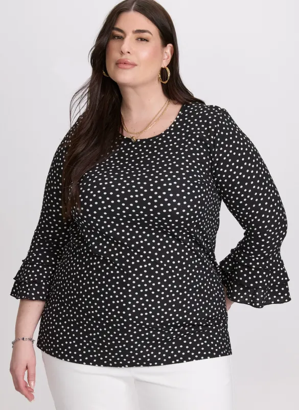 Polka Dot Bell Sleeve Top sold by Laura
