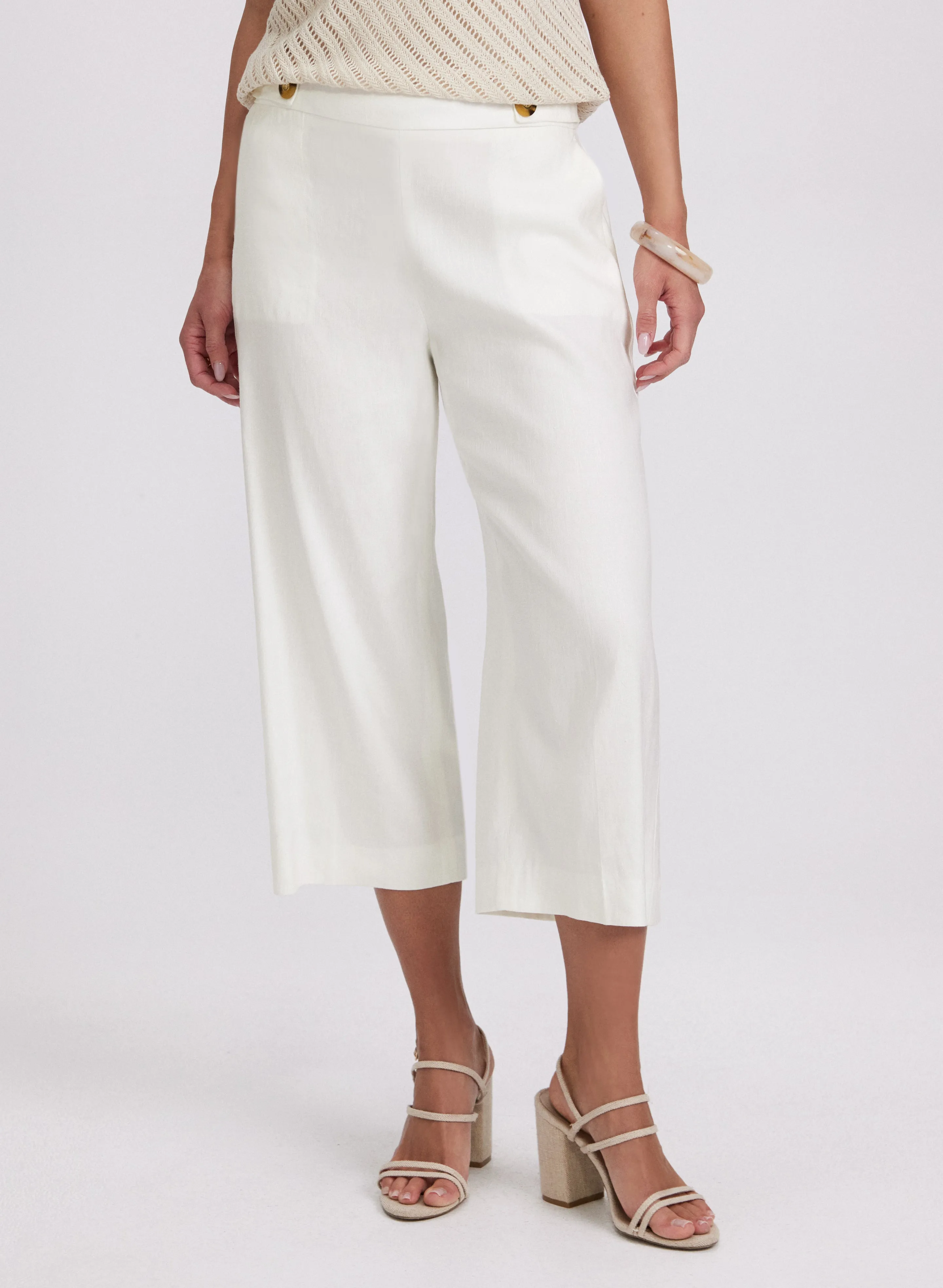 Linen-Blend Wide-Leg Capris sold by Laura