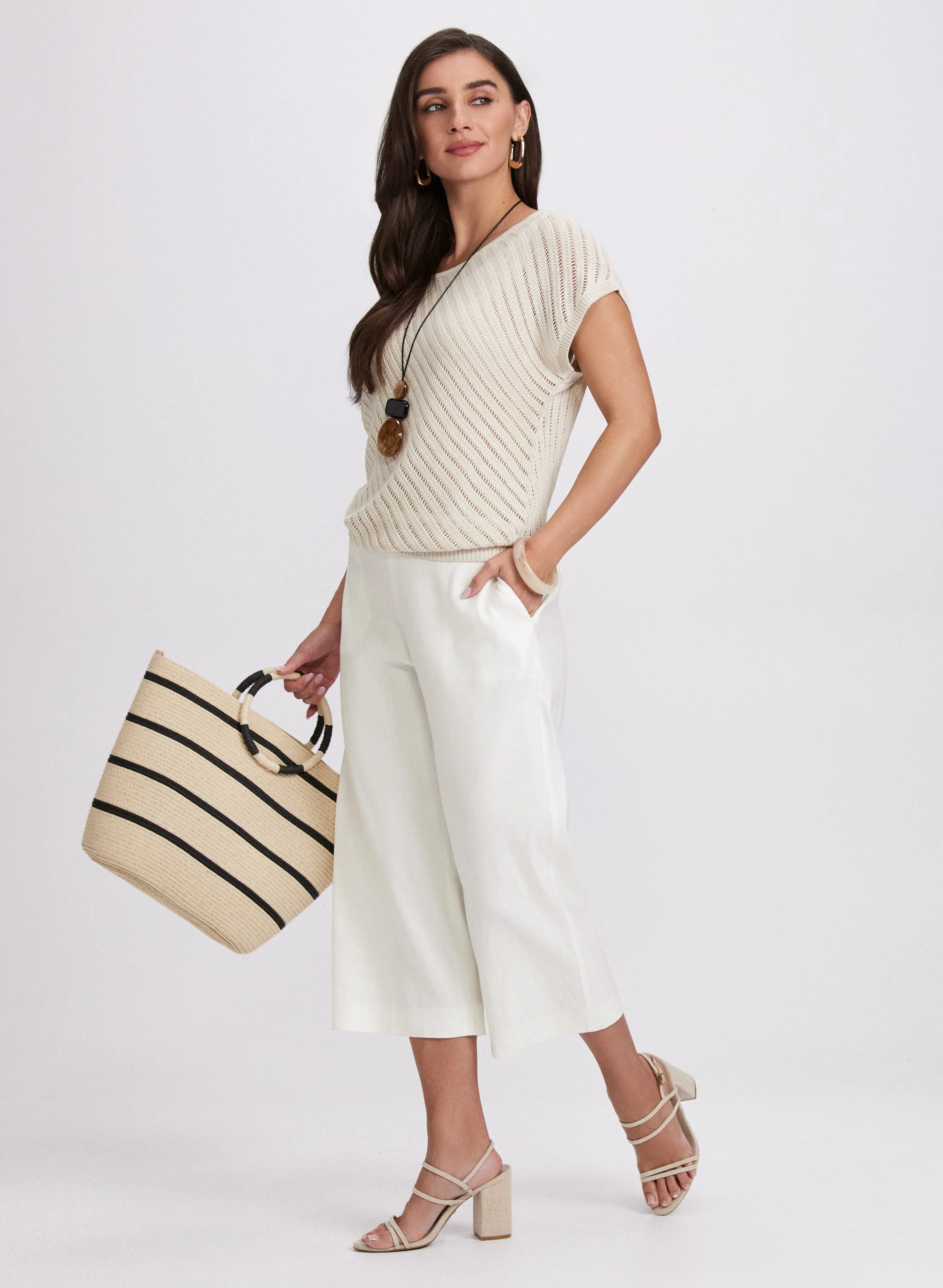 Linen-Blend Wide-Leg Capris sold by Laura product image thumbnail 2