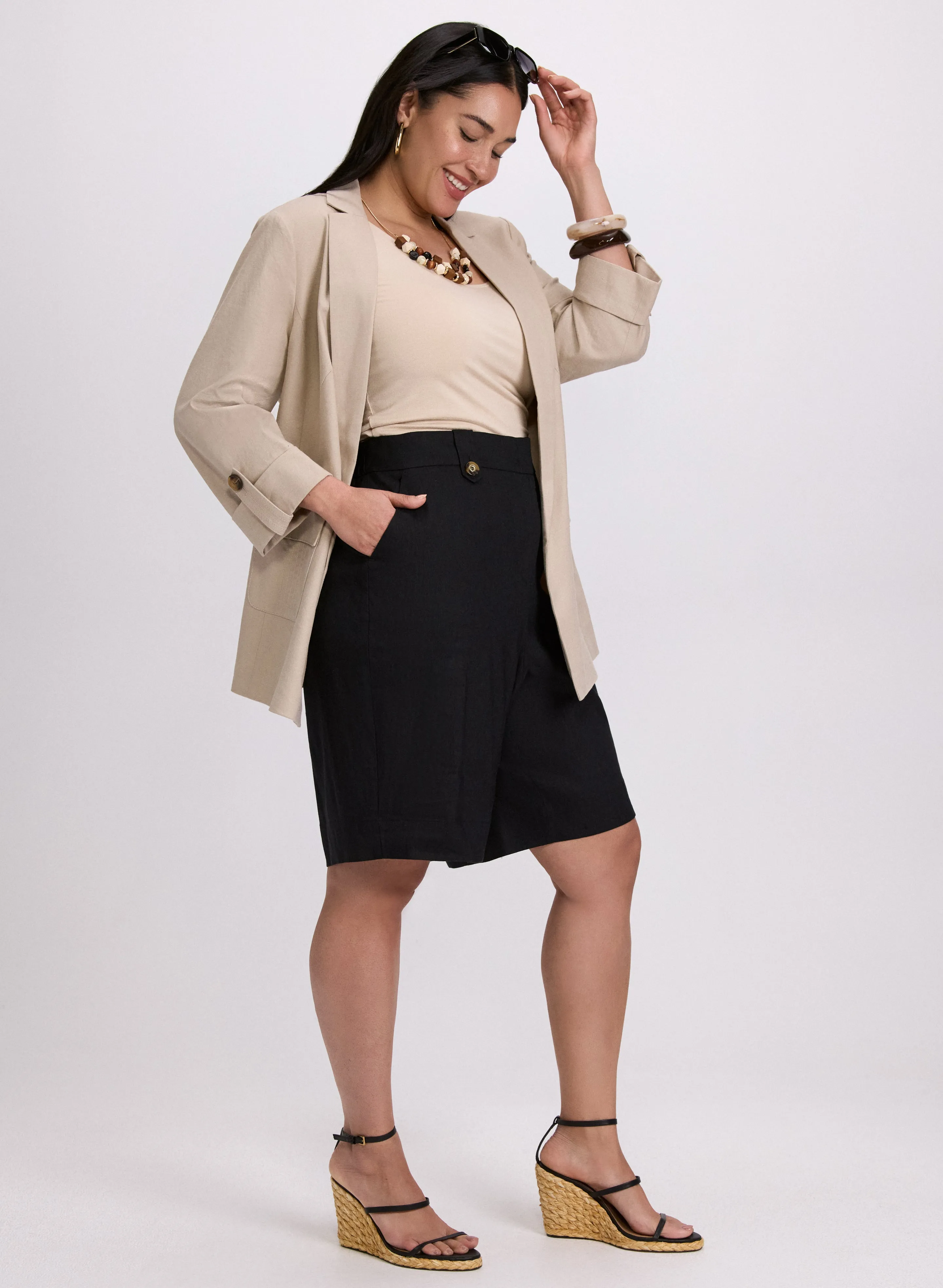 Stretch Linen-Blend Shorts sold by Laura product image thumbnail 2