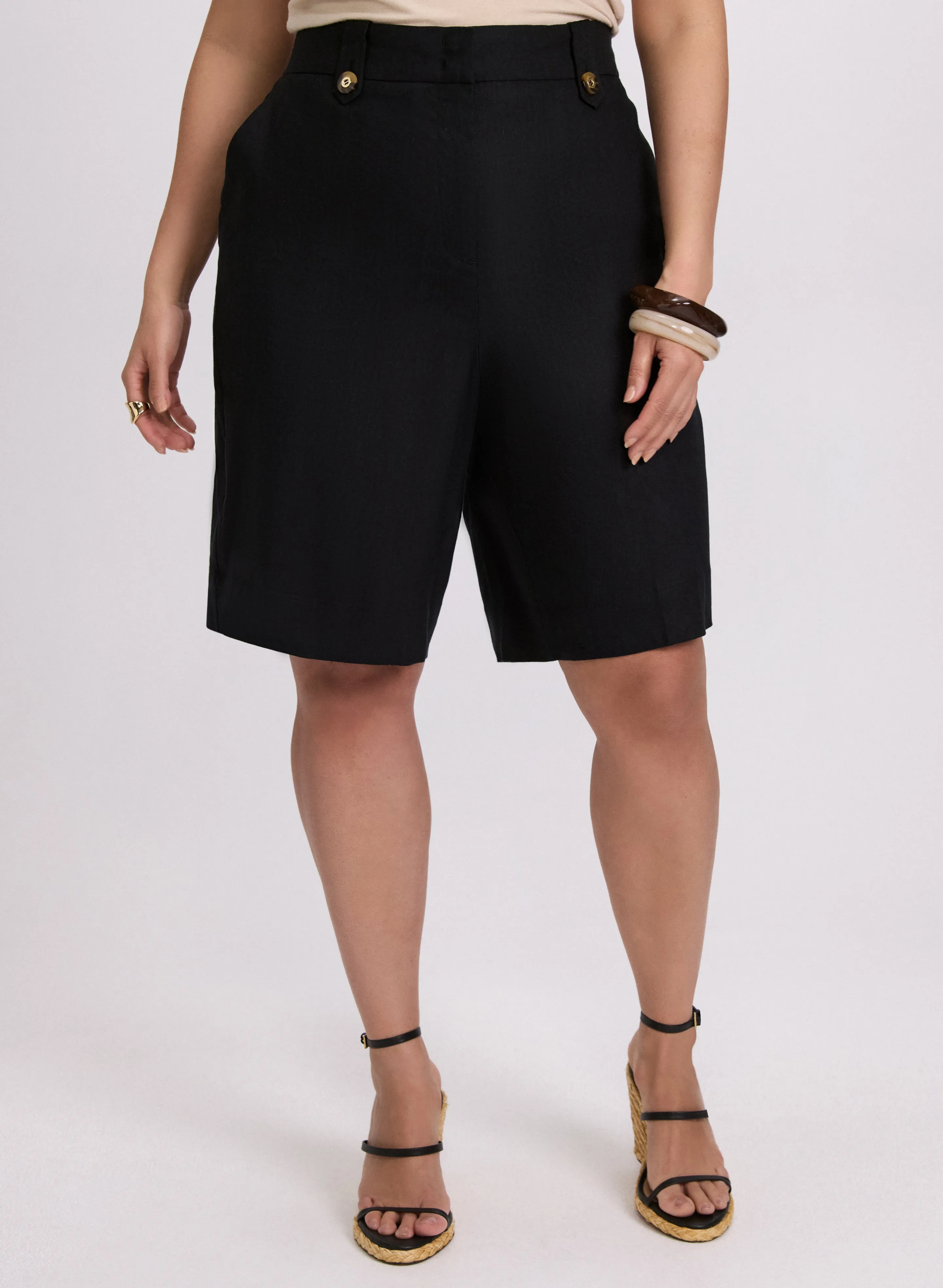 Stretch Linen-Blend Shorts sold by Laura