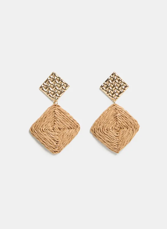 Square Raffia Earrings sold by Laura