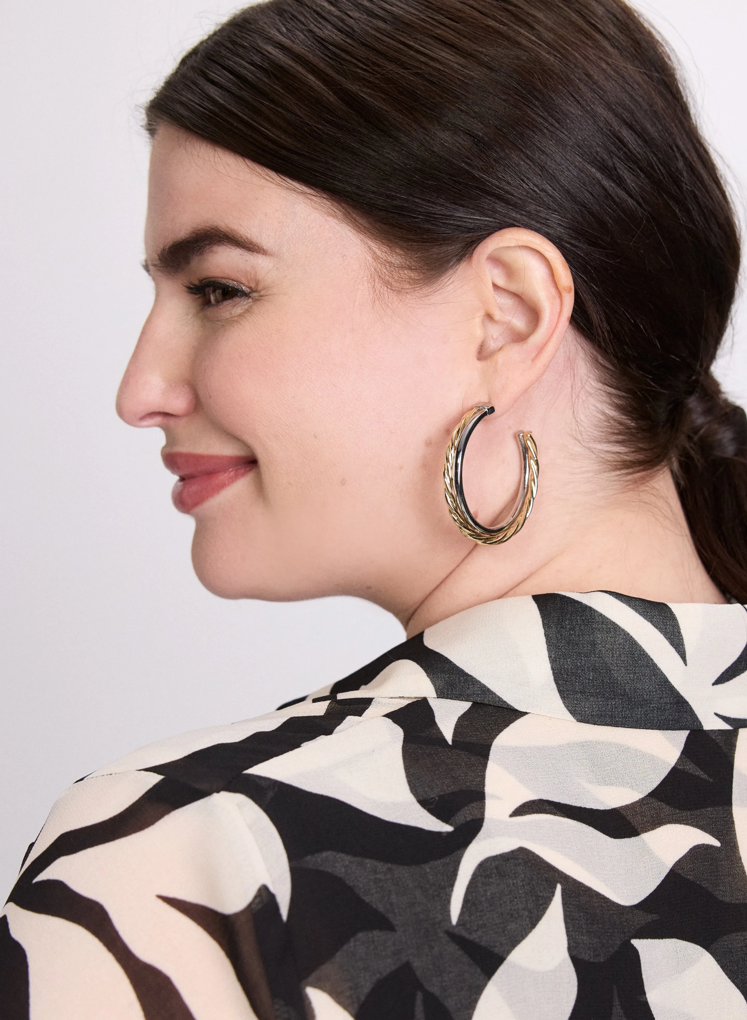 Two-Tone Hoop Earrings sold by Laura product image thumbnail 3