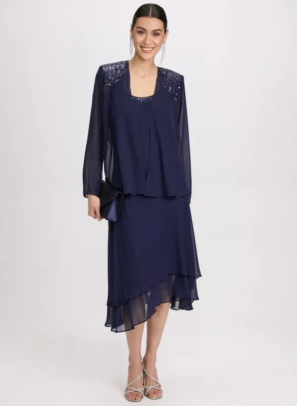 Chiffon Sequin Dress & Jacket Set sold by Laura