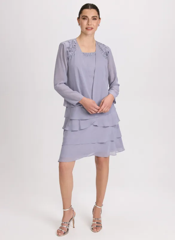 Chiffon Sequin Dress & Jacket Set sold by Laura